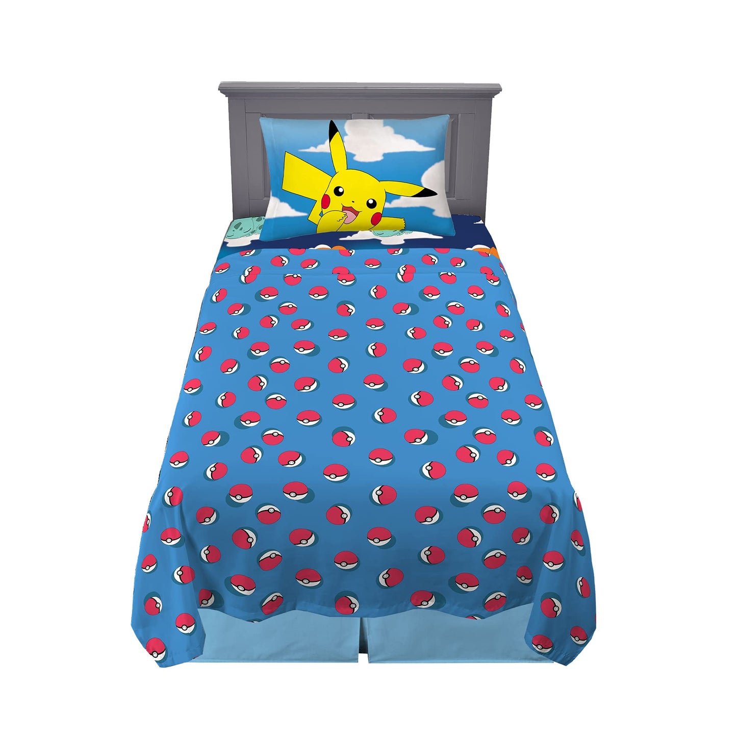 Pokemon Anime Kids Bedding Super Soft Microfiber Sheet Set, Twin, (Officially Licensed Product) by Franco