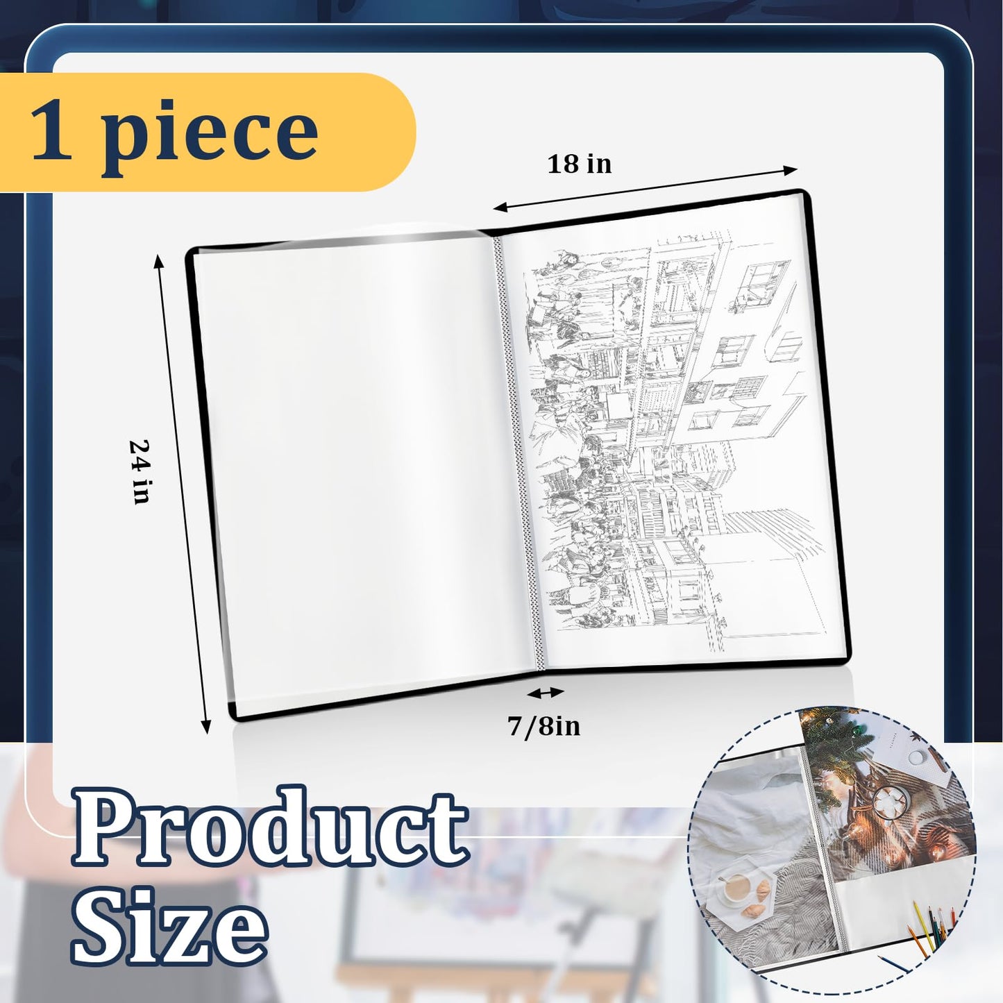 Lewtemi A2 Heavy Duty Binder with Plastic Sleeves 18 x 24 Inch Portfolio Folder with 30 Clear Sheet Protectors Art Portfolio Folder for Artwork Poster Protector for Paper Album Storage Display (Black)