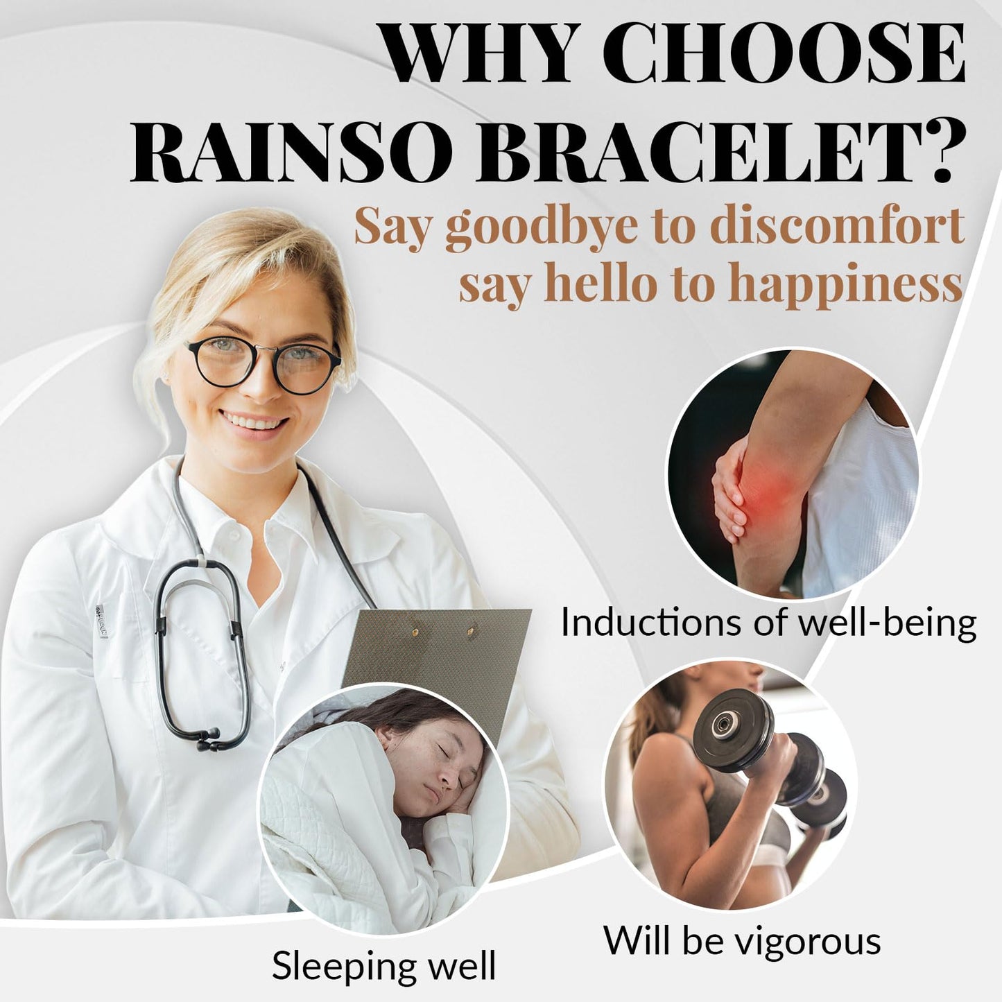 RainSo Elegant Womens Titanium Steel Magnetic Bracelets Adjustable