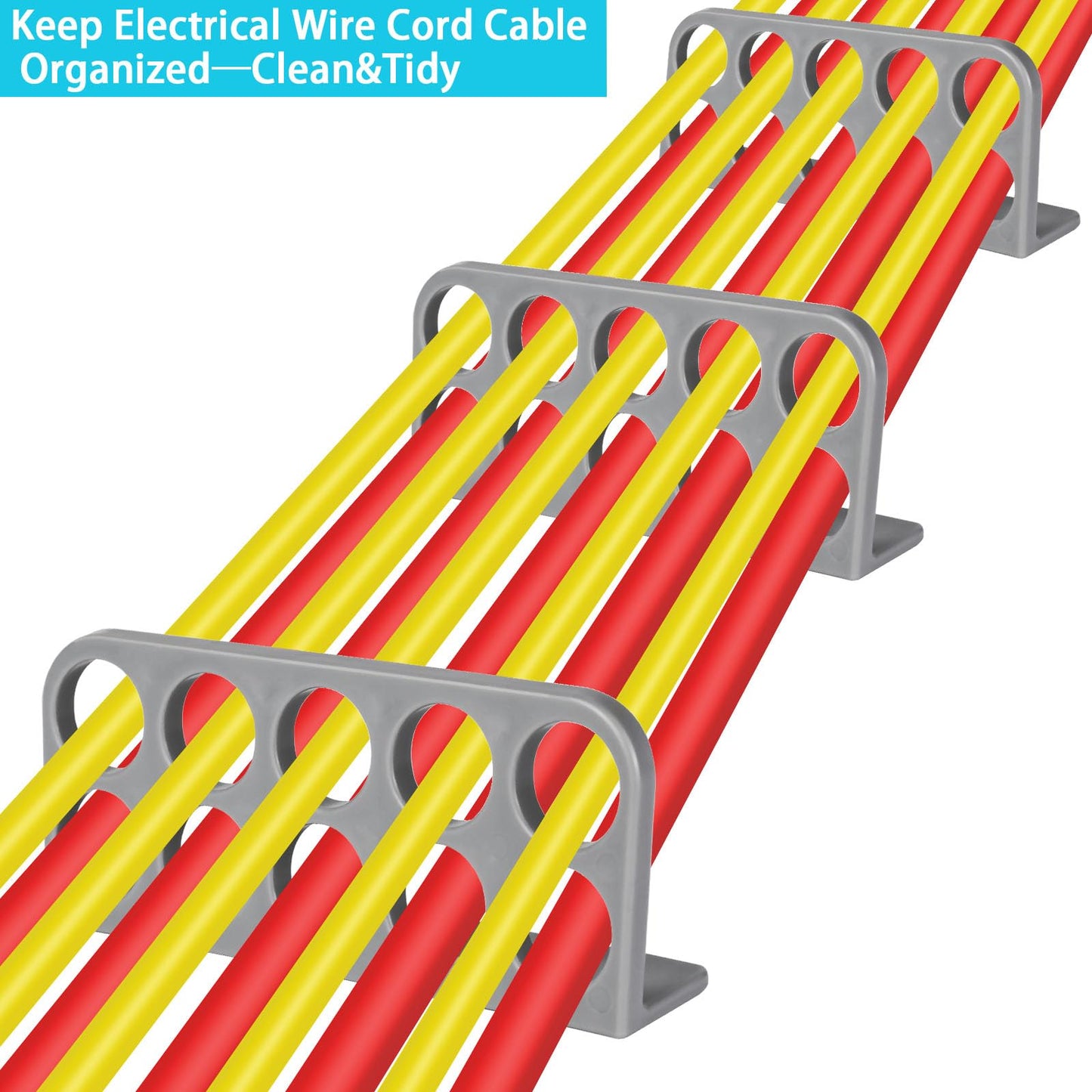 50Pack Cable Chase Wire Bracket,Cable Chase Bracket Support Organizer for NMB,Wire Stackers Keep Electrical Cord Tidy Clean&Save Time Space Labor,1" with 10-Hole Design