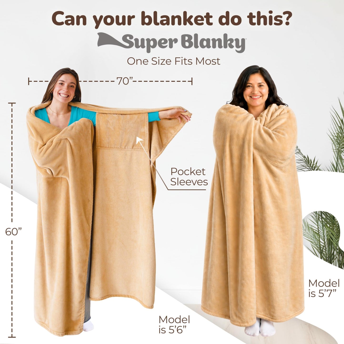 Super Blanky Wearable Blankets for Women, Comfy Wearable Blanket Men, Cozy Gifts for Women, Dorm Room Essentials, Graduation Gift for Her Girlfriend, Gifts for Wife Birthday Gift Ideas, Beige