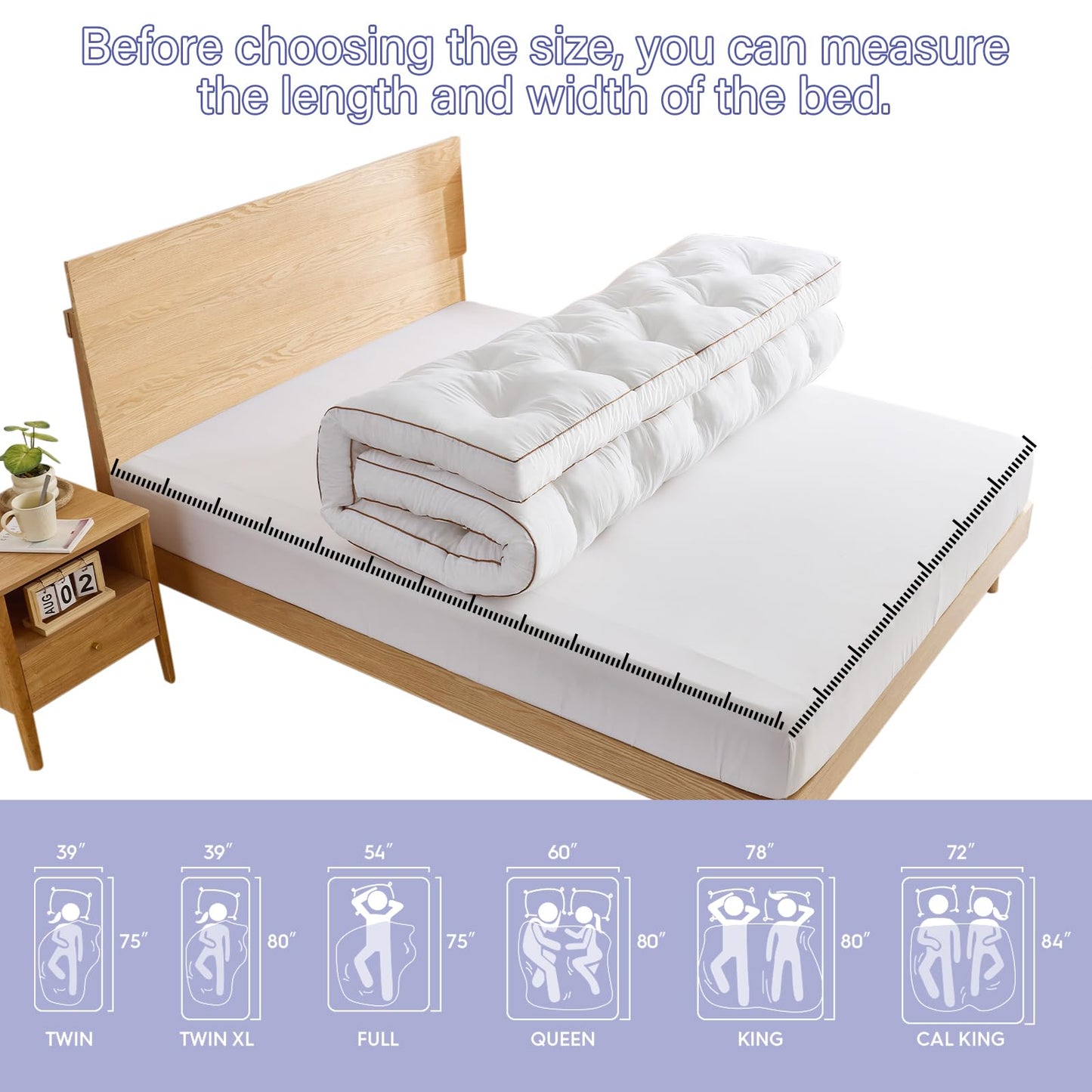 WhatsBedding 4 Inch Memory Foam Mattress Topper Full for Back Pain Relief, Filled with Breathable Gel Memory Foam, Fluffy Comfort Supportive Pillow Top Mattress Topper, 75x54x4in