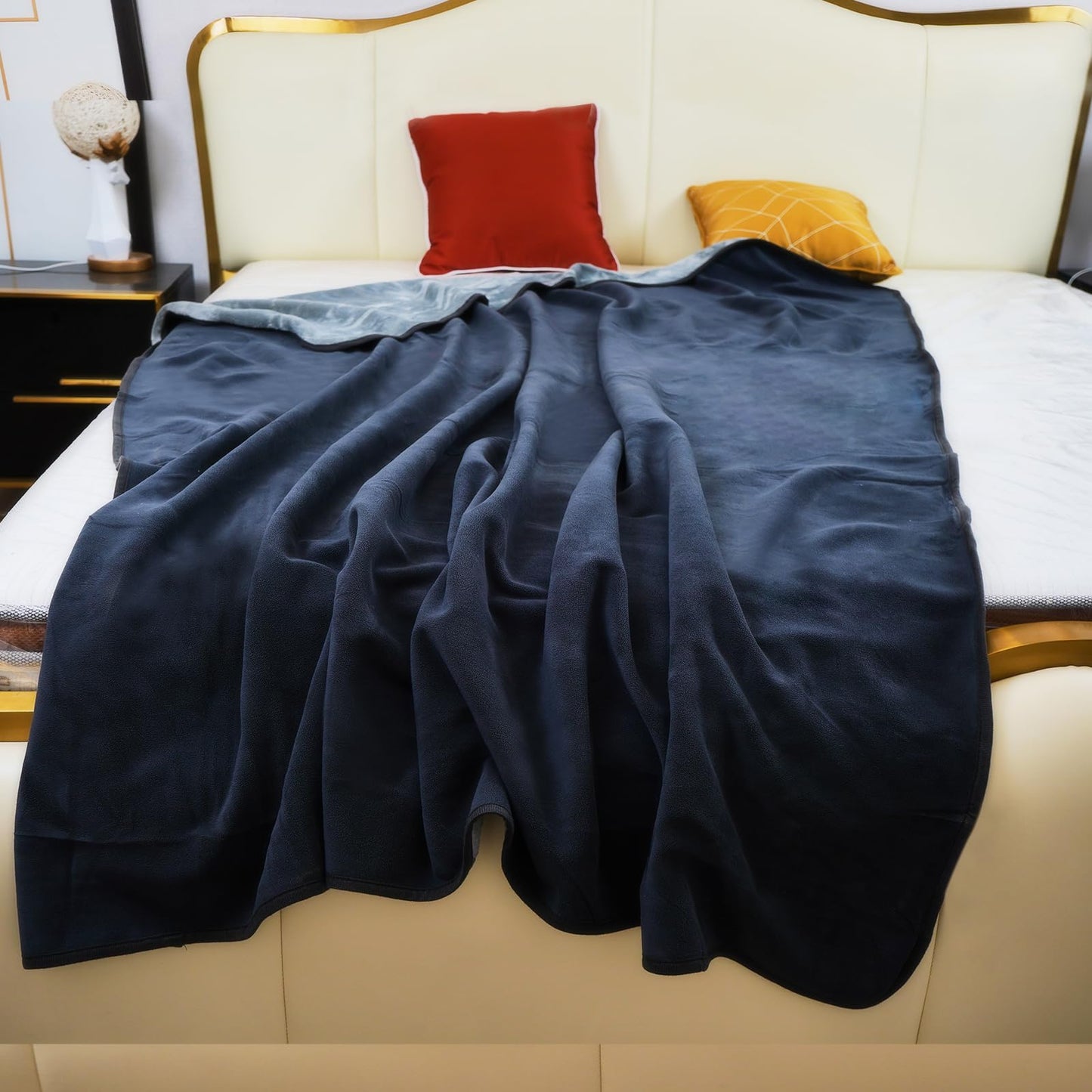 Ahinahwap Waterproof Blanket for Bed Couch Sofa, 60"x80" Reversible & Washable, Waterproof Blanket Queen Size, Water Resistant Twin Bed Blankets, Leakproof (Dark Gray/Silver Gray)