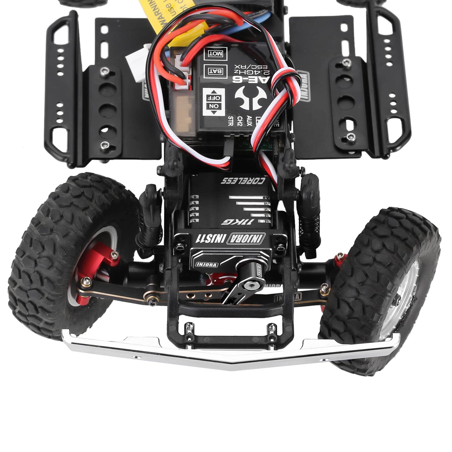 INJORA Coreless High Torque Micro Servo with Mount and Servo Horn for SCX24 C10 JLU Bronco Axial 1/24 RC Crawler Car Upgrade Parts (Black)