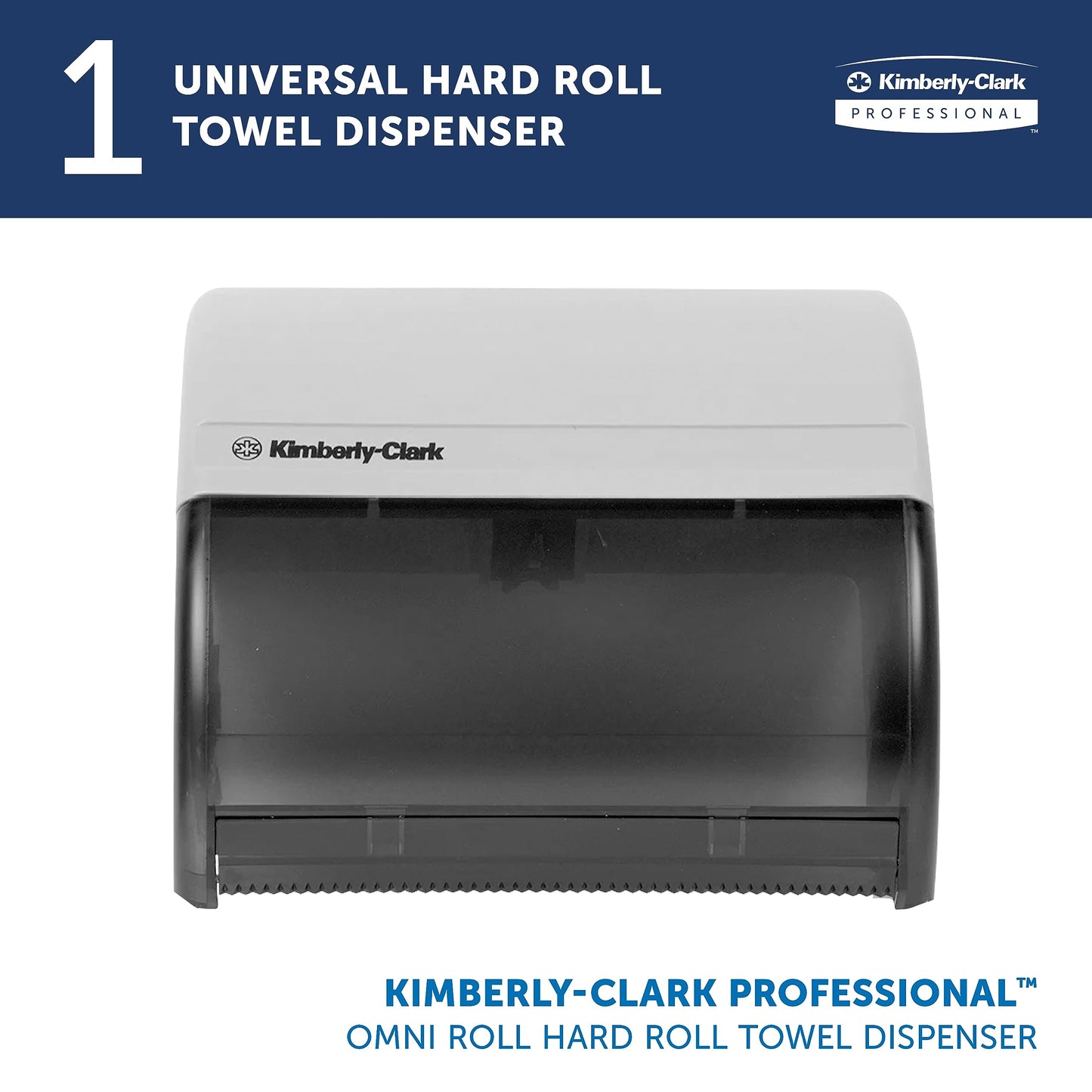 Kimberly-Clark Professional™ Omni Roll Hard Roll Towel Dispenser (09746), Black, for 1.5" Core Roll Towels, Compact Dispensing, 10.5" x 10.0" x 10.0" (Qty 1)