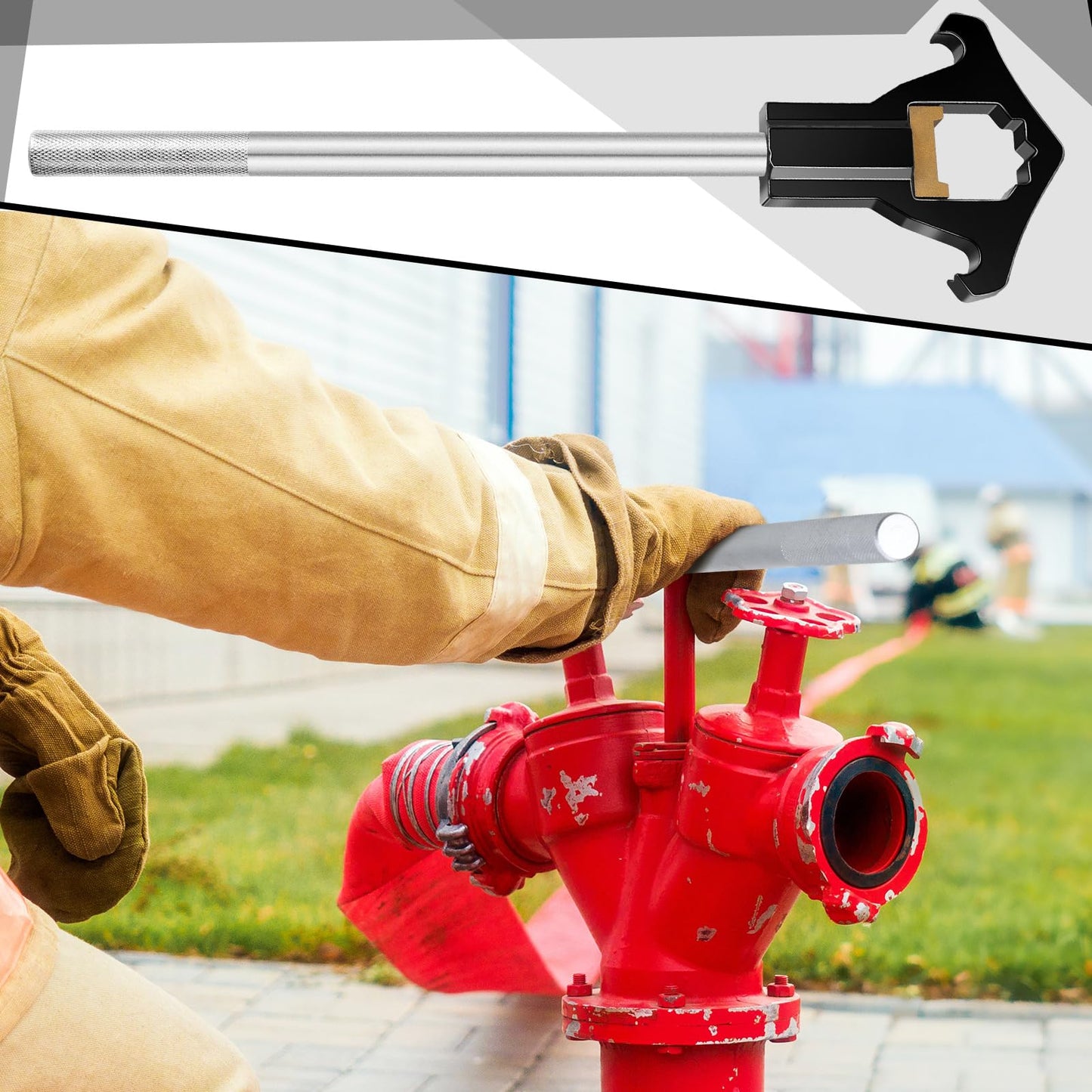Gisafai Fire Hydrant Wrench Double Head Adjustable Heavy Duty Hydrant Wrench 19-1/2" Length Designed to Fit 3/4" - 6" Rocker Lug or Pin Lug Couplings for Loosening Caps Opening Valves