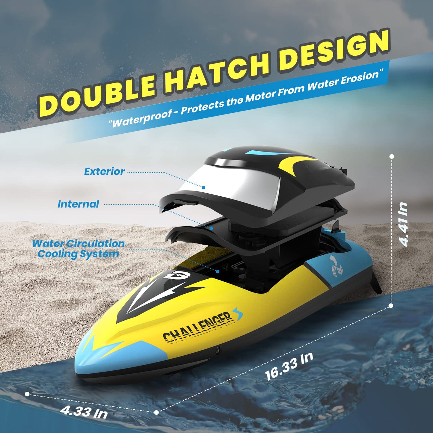 DEERC Brushless RC Boat, 30+ mph Fast Remote Control Boats with Never Capsize&Low Battery Alarm Function, 2.4GHz Racing Boat with LED Lights for Pools&Lakes, Speed Toy Gift for Adults Boys&Girls