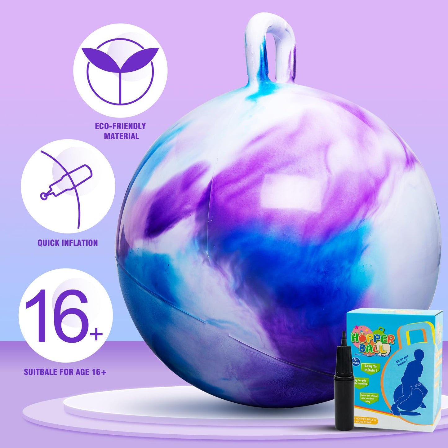 PlayZap - Hopper Balls for Adults 16 Years Old, 28 Inch Bouncy Ball with Handle, 28 Inch Inflatable Hopper, 29 Inch Bounce Toys, Big Jumping Toys for Boys and Girls