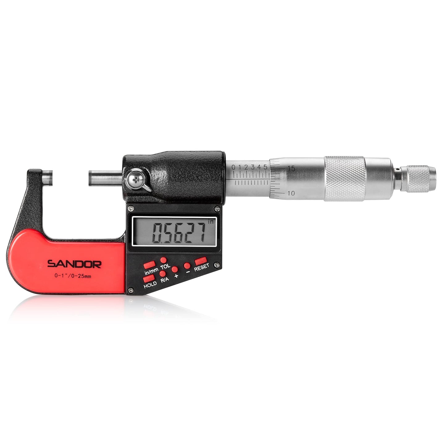 Professional Digital Outside Micrometer with Carbide Tip 0-1"/0-25mm Measuring Range - 0.00005" / 0.001mm Accuracy with Ratchet Stop and Protective Case - Precision Machinist Workshop Automotive Tool