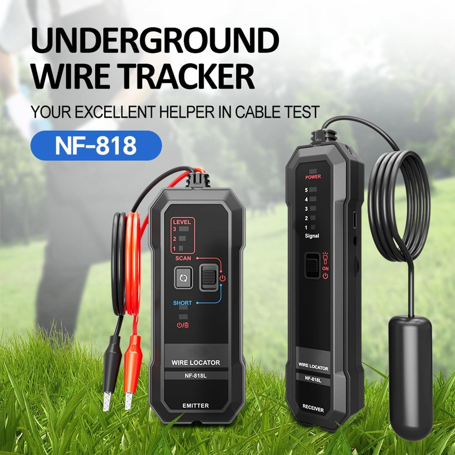 SZJMS Underground Wire Locator, Underground Cable Locator for Pet Fence Buried Sprinkler Valve, Cable Tester for Locating Irrigation Tone Generator Kit, Electrical Underground Wire Tracer