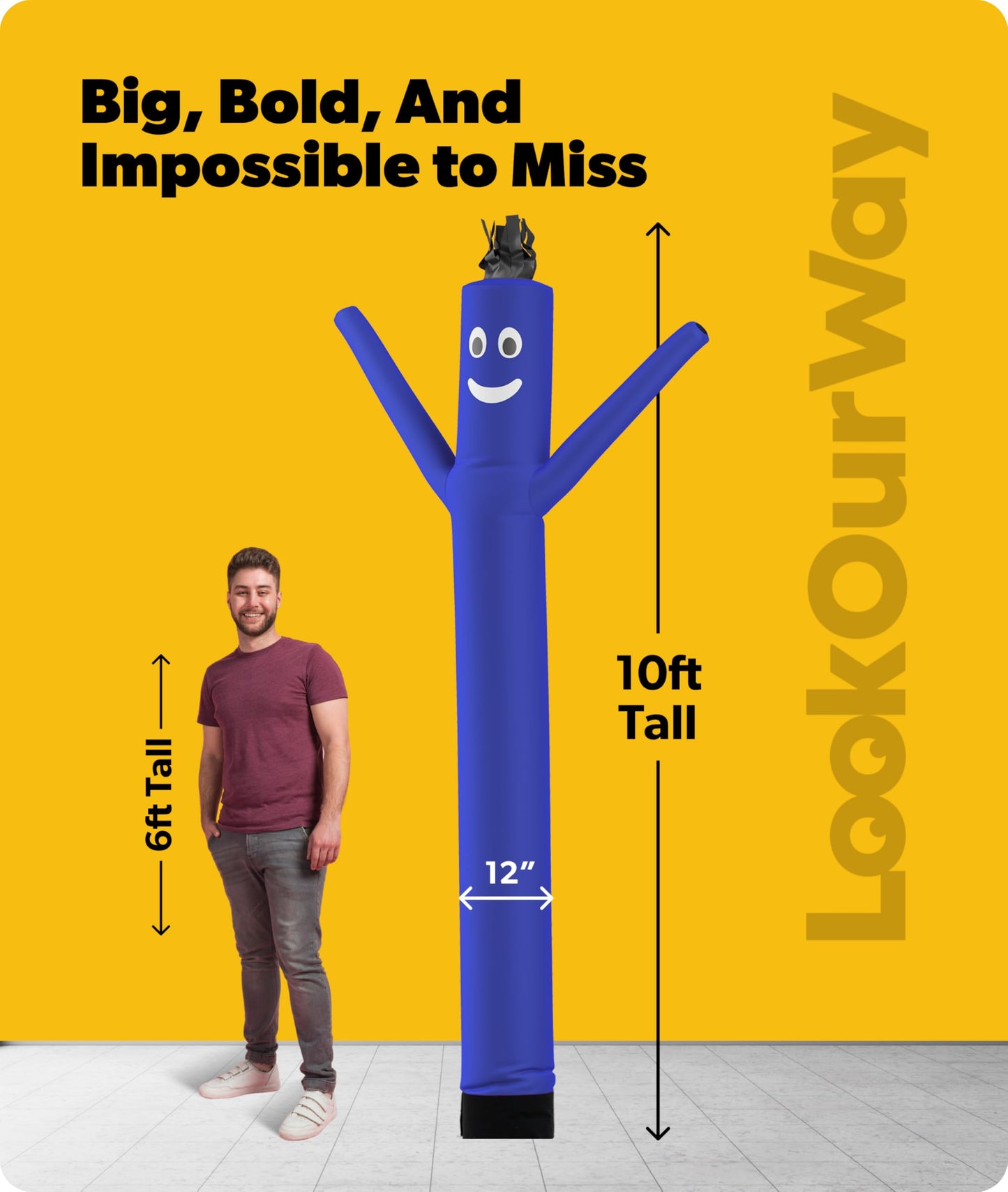 LookOurWay Air Dancers Inflatable Tube Man Attachment - 10 Feet Tall Wacky Waving Inflatable Dancing Tube Guy for Business Promotion - Blower Not Included - Blue