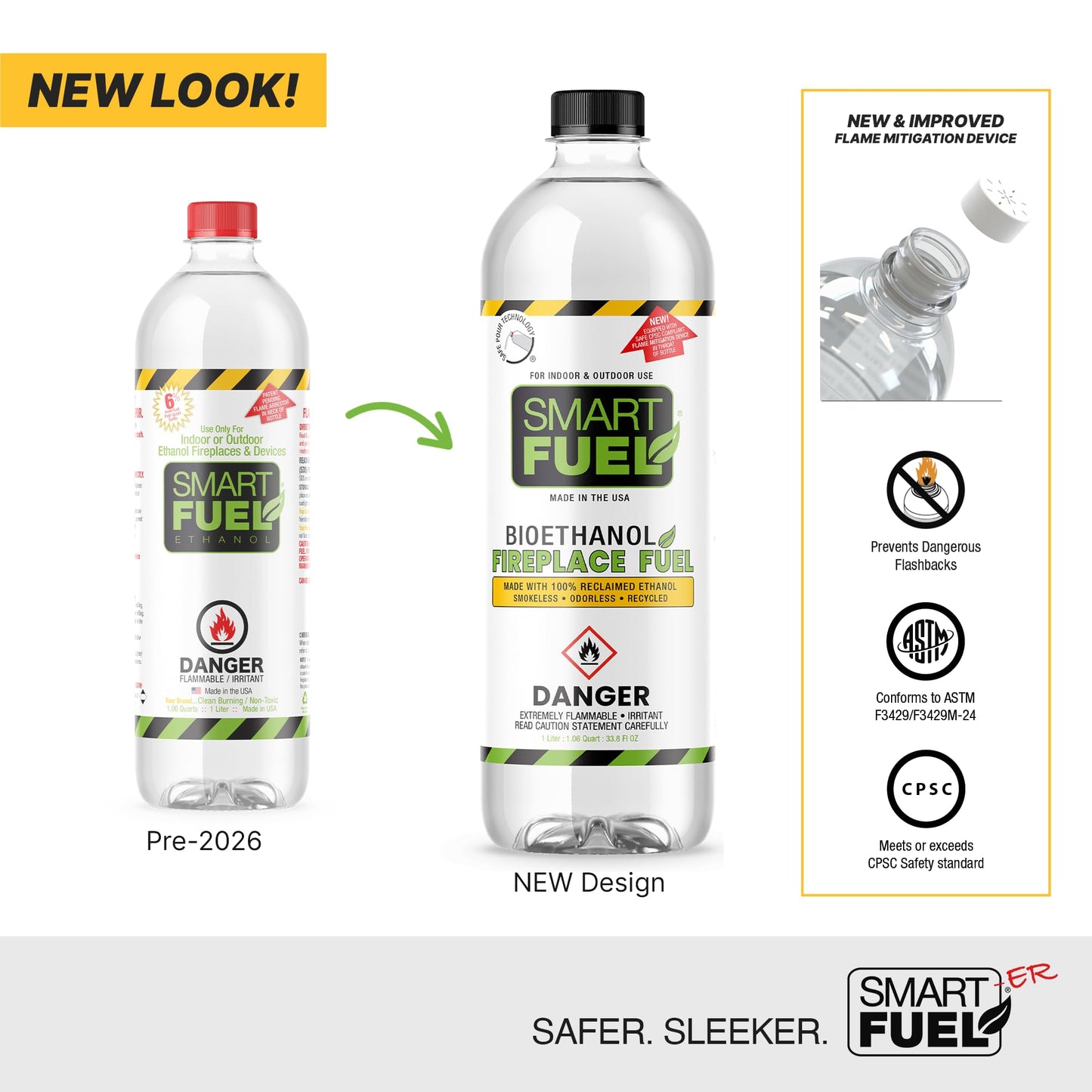 Smart Fuel Bioethanol Fuel for Fireplaces and Stoves - 1 Liter (Pack of 6)