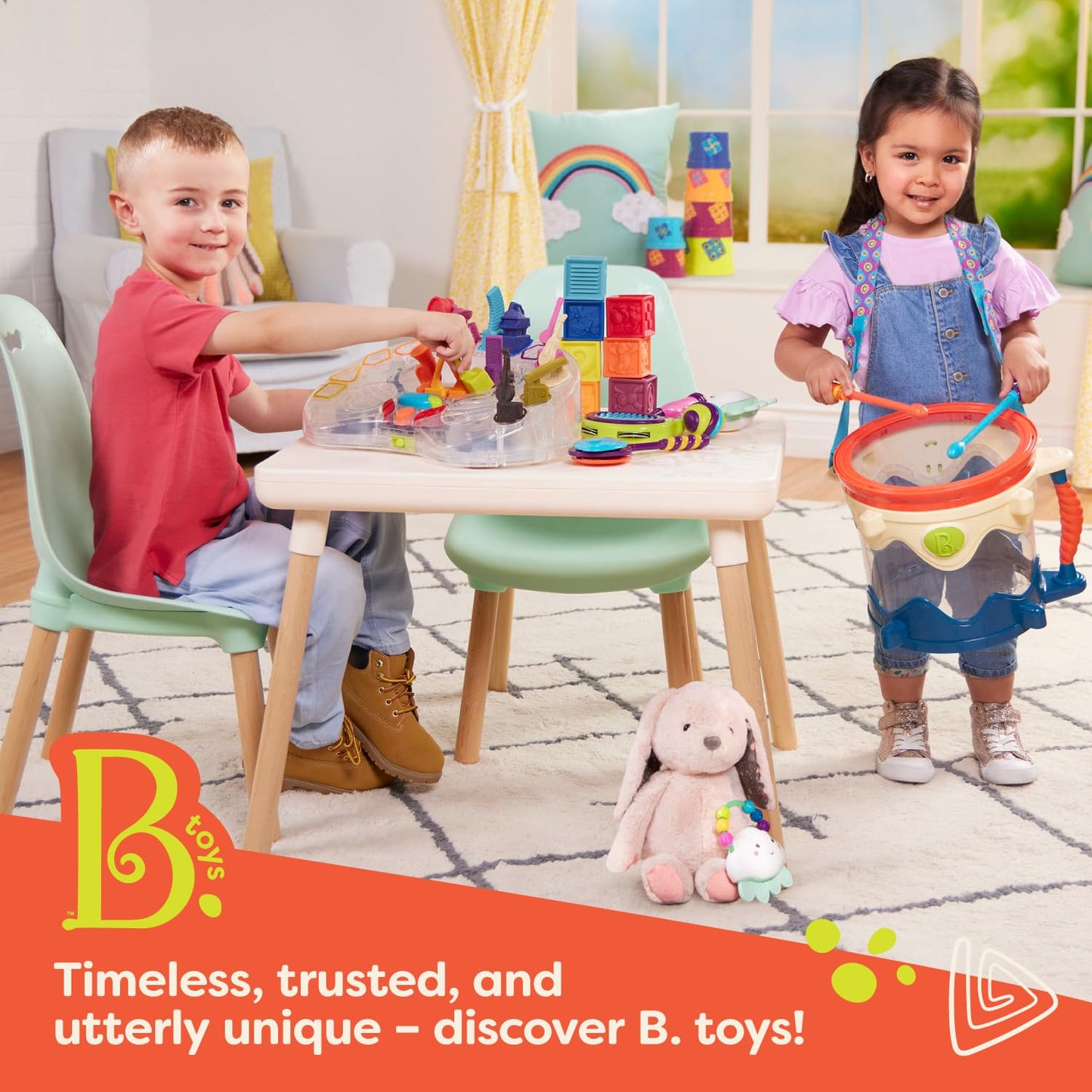 B. toys – Peek & Explore Puzzle 4 – Pack – Wood Toys for Toddlers, Kids – 8 Pieces Each – Vehicles, Trucks, Animals, Barnyard – 2+ Years