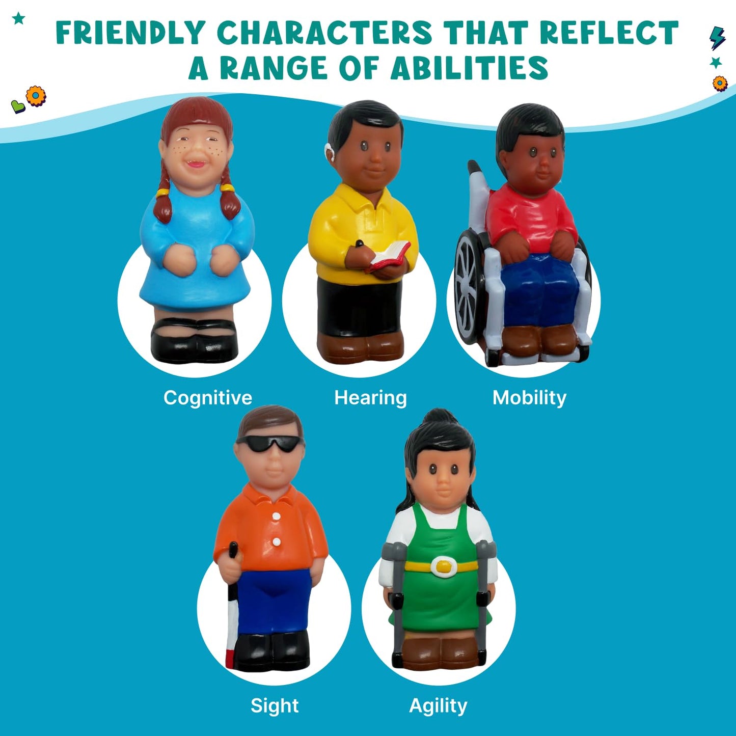 Get Ready Kids 629 5" Friends with Disabilities Figures, Set of 5 (Pack of 5)
