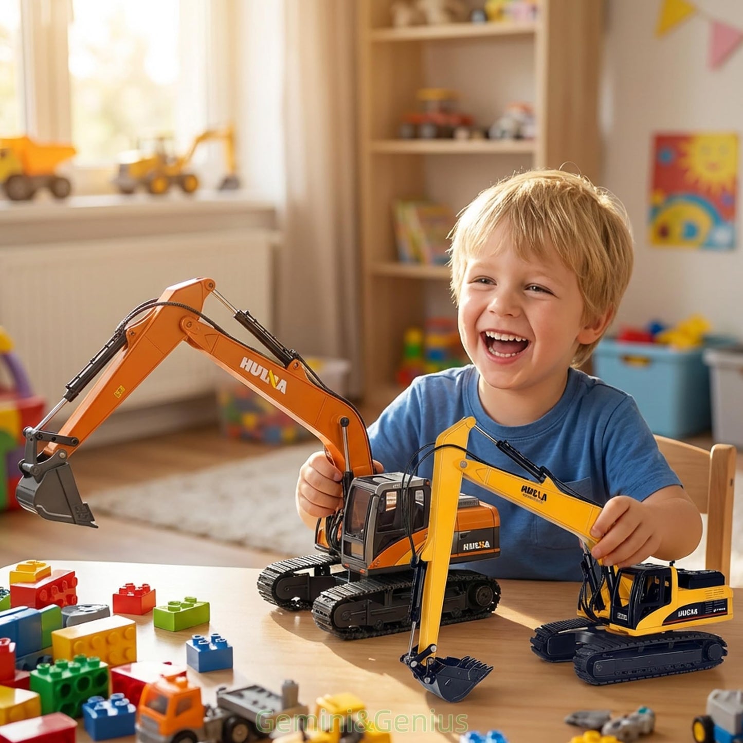 1PC Long Reach Excavator Toy for Kids, Heavy Duty Construction Vehicle Digger Toy, 360-degree Rotatable Driver's Compartment, Multi-jointed Movable Tracked Vehicle for Kids Gift (Orange)