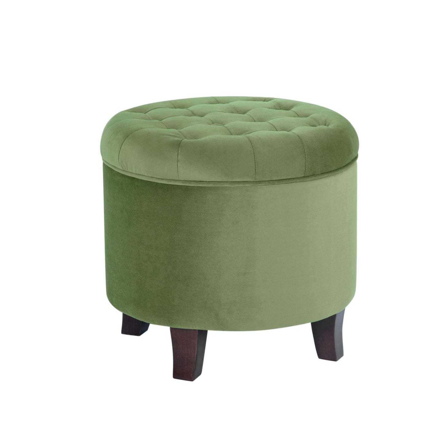 Homepop Home Decor | Upholstered Round Velvet Tufted Foot Rest Ottoman | Ottoman with Storage for Living Room & Bedroom | Decorative Home Furniture, Green