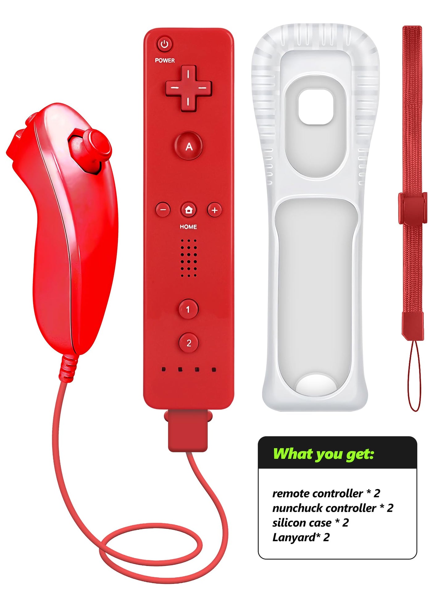 (Red*2) Remote Controller with Motion Plus for Wii/WII U, 2 in 1 Remote with Nunchuck Controller for Wii/WII U Console [nintendo_wii_u]