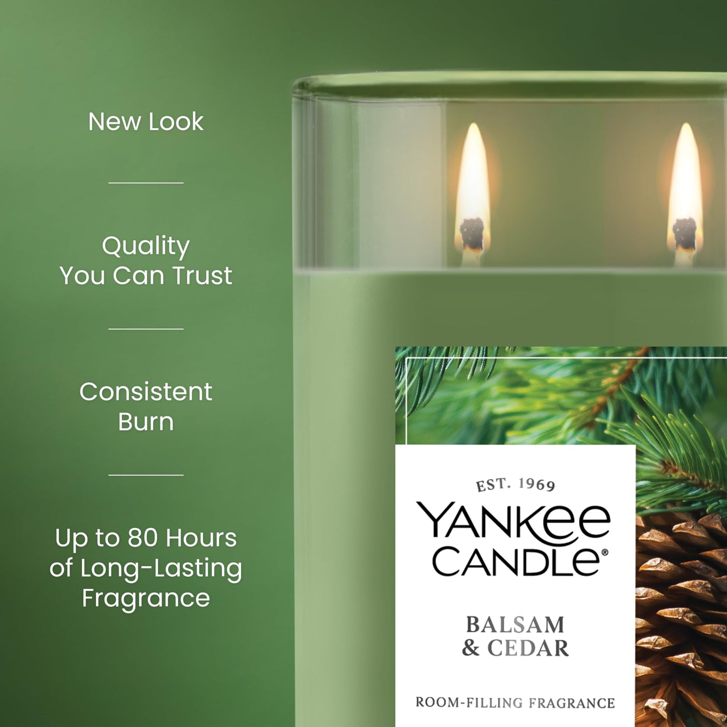 Yankee Candle Large Tumbler Scented Candle with up to 80 Hour Burn Time, Premium Plant Wax Blend for Consistent Burn, 20 oz Tumbler Candle with Room Filling Fragrance, Balsam & Cedar