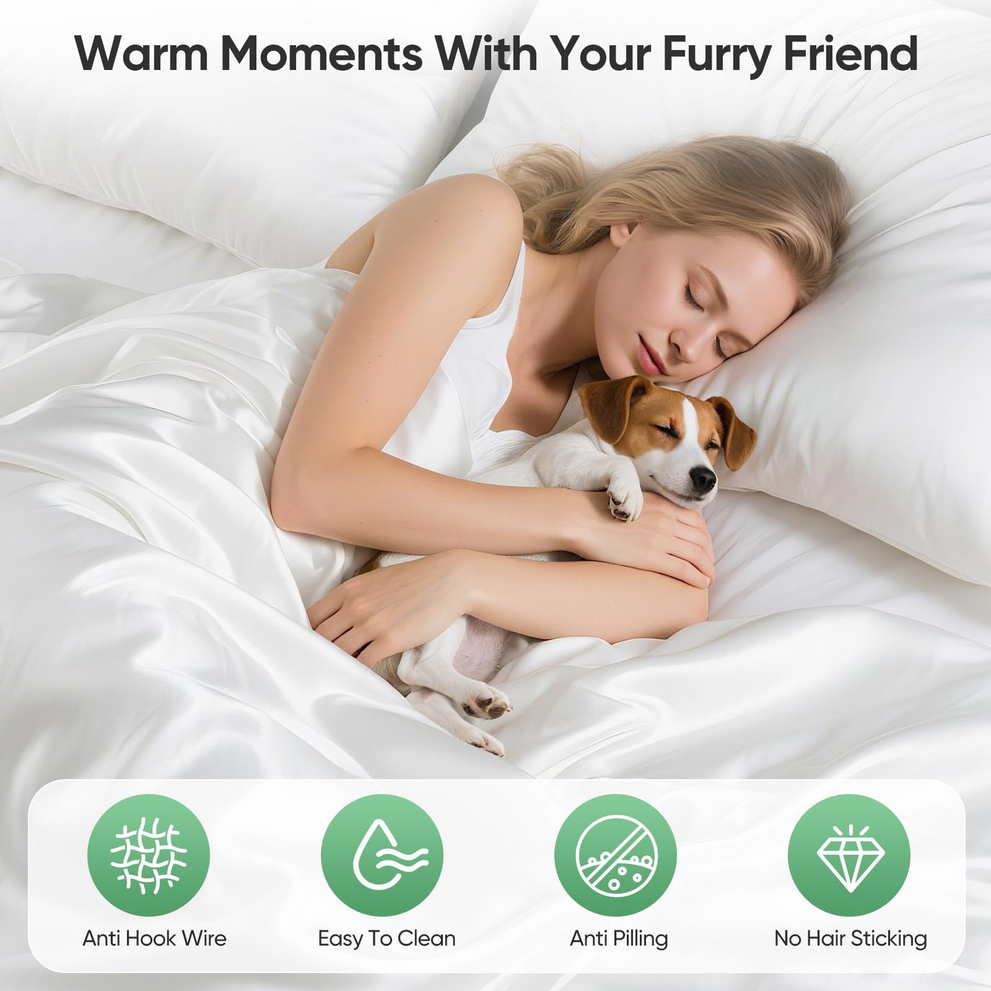 Luxury Organic Tencel & Viscose from Bamboo Cooling Sheet Set,Silky Soft Lyocell Sheets with Deep Pocket, Hypoallergenic & Breathable Bedding with Pillowcases (White, Queen)