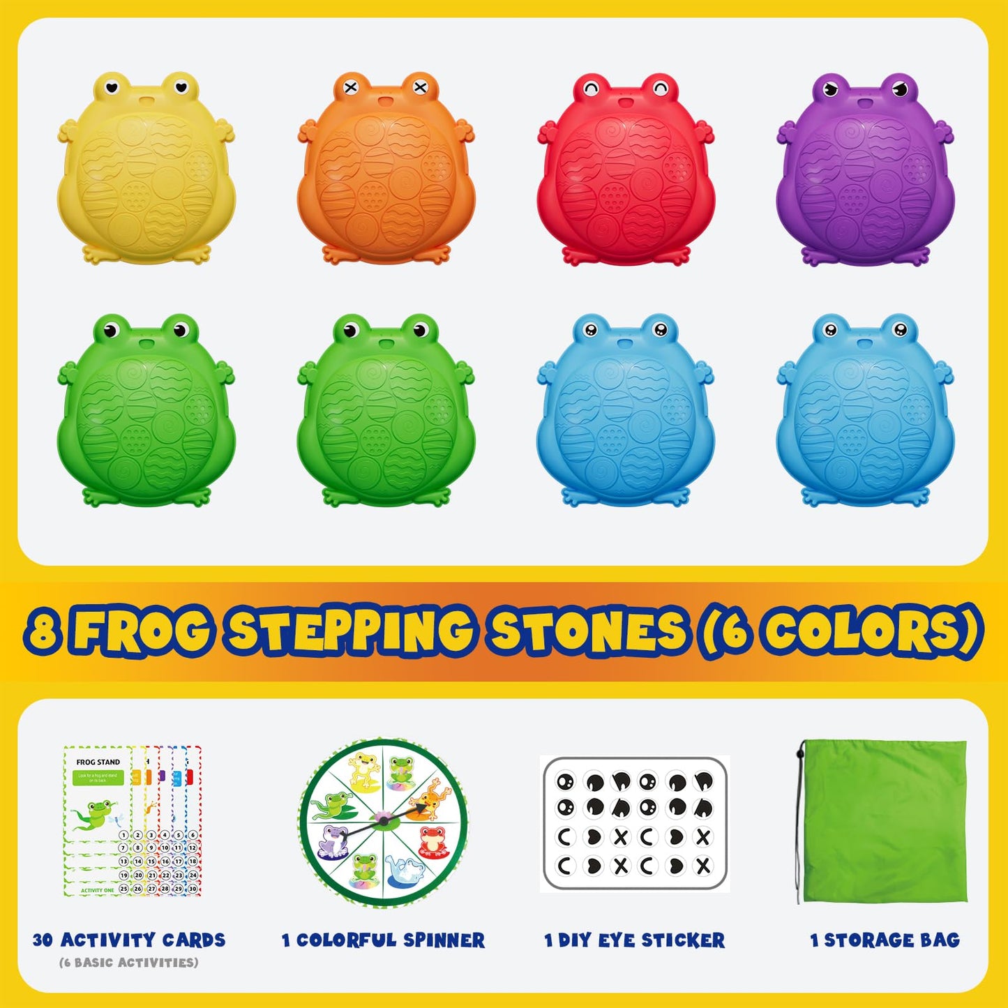 HYES Stepping Stones for Kids, 8PCS Non-Slip Toddler Balance Steps Stones, Obstacle Courses Sensory Toys, Coordination Game Gift for Boys Girls Indoor Outdoor Play
