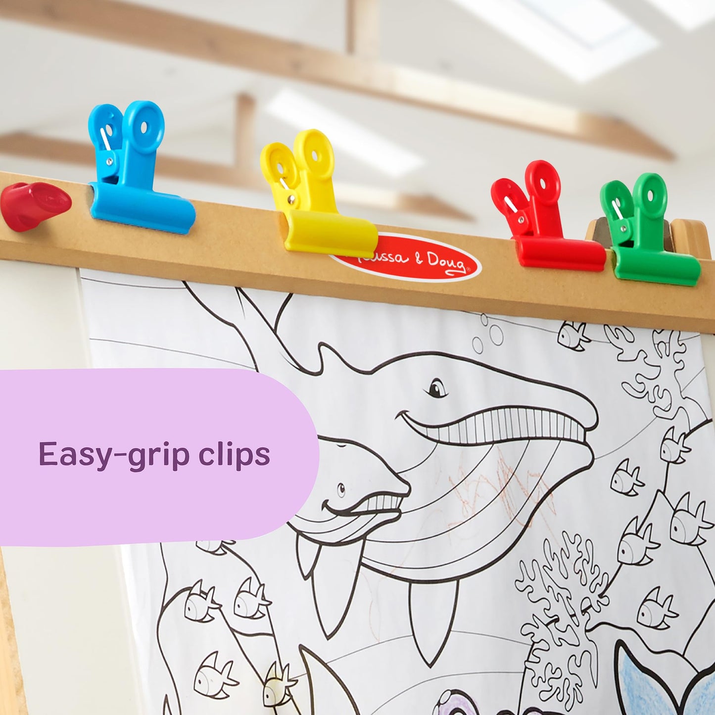 Melissa & Doug Deluxe Wooden Art Easel for Kids with Dry-Erase Board, Chalkboard & Drawing Paper Roller, Folding Double-Sided Toddler Easel, Preschool Learning Toys for Girls & Boys Ages 3