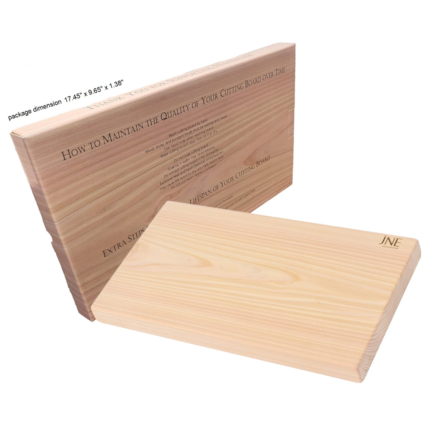 Hinoki Cypress Reversible Wood Cutting Board, 17.3" x 9.5" x1", Chopping Board, Butcher Board, Serving Board, Solid Single Piece, No Joint, No Glue | Holiday Gift