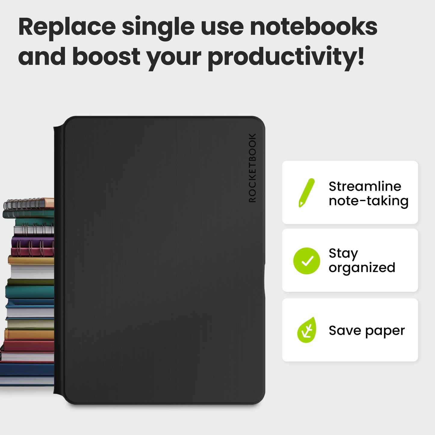 Rocketbook Pro 2.0 Reusable Professional Smart Notebook, Executive Size 7x9, Black - Lined & Dot Grid Pages, App-Connected, Erasable, Premium Cover, Ideal for Work Notes and Business Meetings