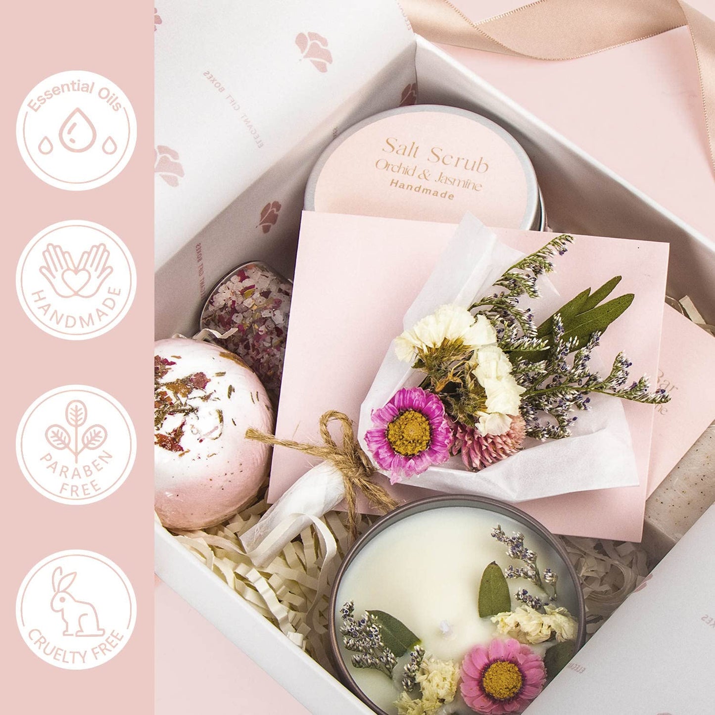 LaurGifts Orchid & Jasmine Spa Gift Set for Women – Luxurious Valentine's Day Spa Gift Baskets for Women – Perfect Birthday Gifts for Women, Gifts for Mom, Wife, Sister, Friend, Bath Gifts for Women
