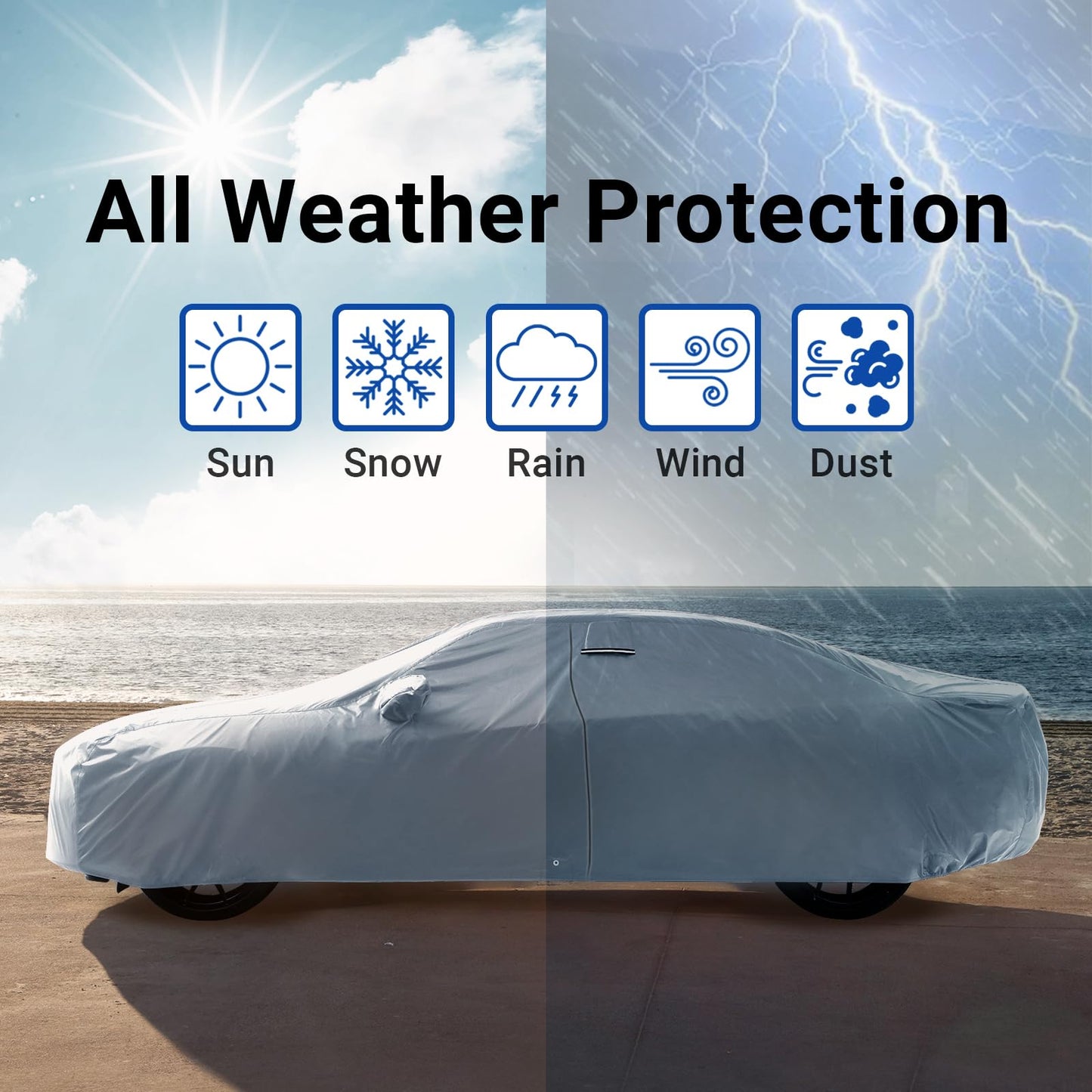 iCarCover Custom Car Cover for 2002-2005 Ford Thunderbird, Waterproof All Weather Rain Snow UV Sun Hail Protector for Automobiles, Automotive Accessories Full Exterior Indoor Outdoor Car Cover
