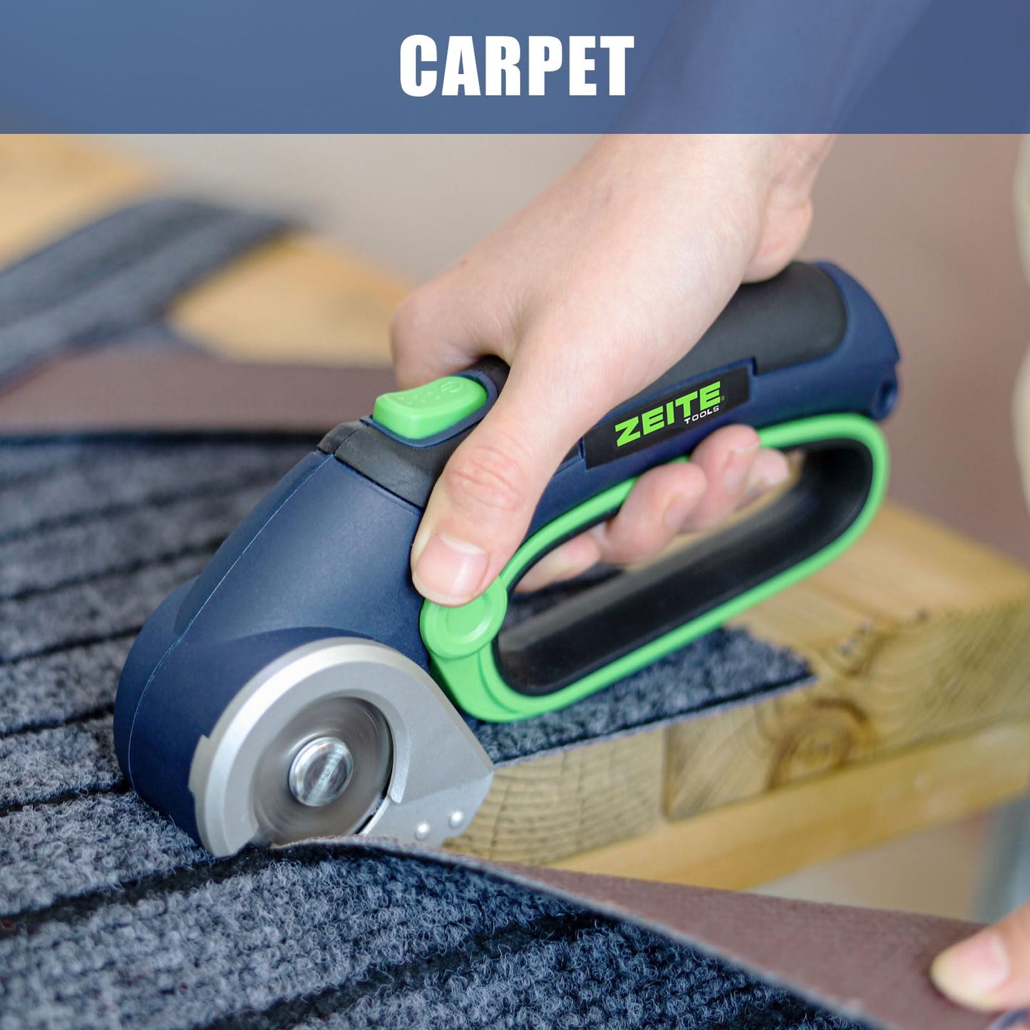 ZEITE 4V Cordless Electric Scissors with USB Charging Cable, 2 x Blade, 1 x Storage Case,Power Rotary Cutter for Cardboard Boxes Recycling,Fabric, Carpet,Ideal for Craftsman Tailors Household