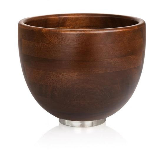 ADVANCEDSIL Premium Walnut Wood Mixing Bowl – 5 Quart – Compatible with 4.5 & 5 Qt Tilt-Head Models – Natural True Walnut Wooden Bowl with Stainless Steel Locking Base