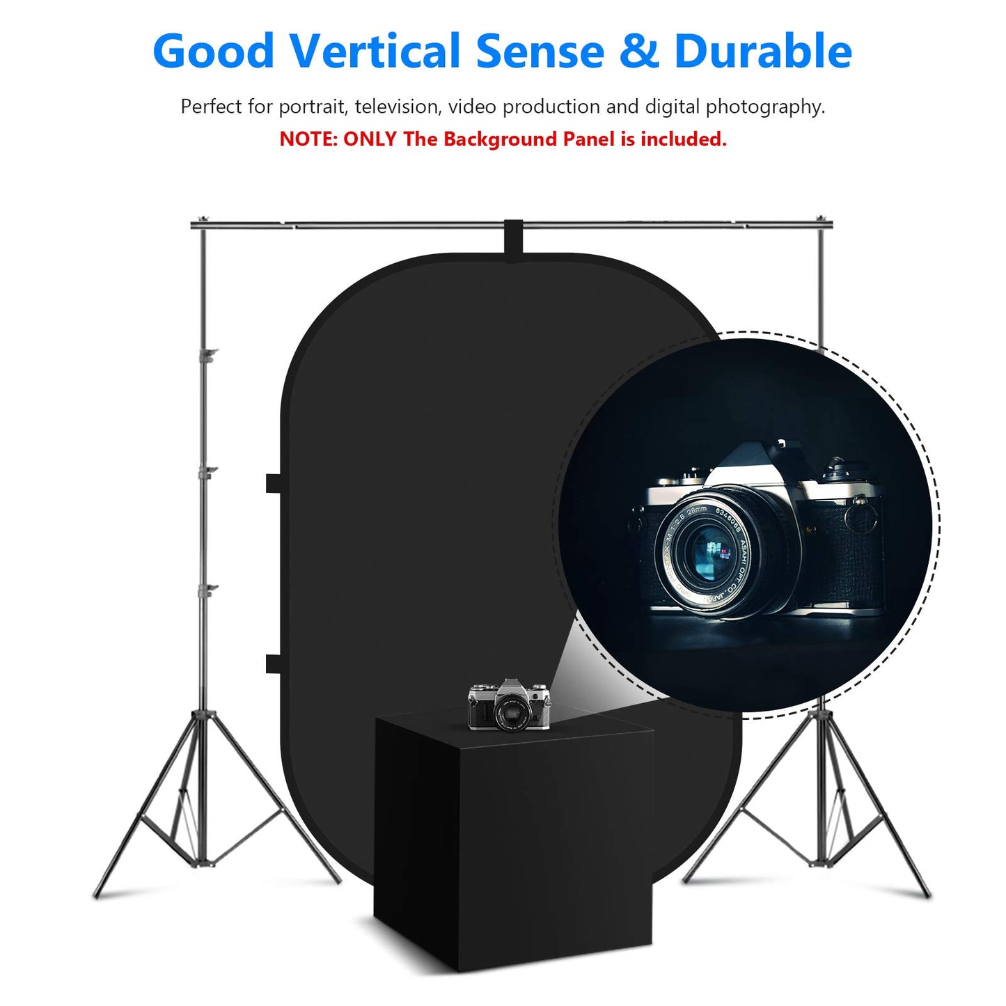 NEEWER Chromakey Backdrops, Double Sided Black Screen and White Screen, 2 in 1 Collapsible and Reversible Background for Photography, Gaming and Live Streaming, 5'×6.6'/1.5m×2m (Black/White)