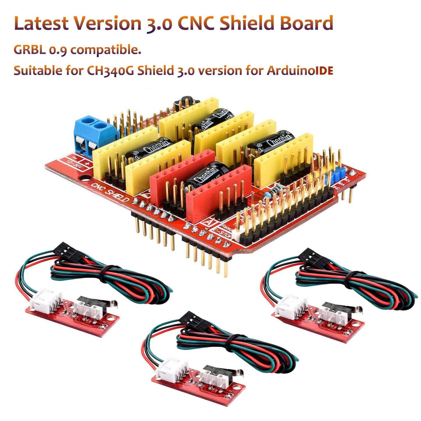 3D Printer CNC Controller Ardiuno CNC kit with for ArduinoIDE,Longruner GRBL CNC Shield Board+RAMPS 1.4 Mechanical Switch Endstop DRV8825 A4988 Stepper Motor Driver Nema17 Stepper Motor LKB02,Black