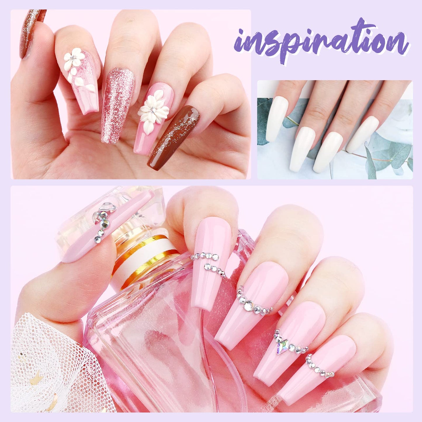 SAVILAND Acrylic Nail Kit with Nail Tips - 3 Colors Acrylic Powder Liquid Set 100pcs Half Cover False Nail Tips Acid-free Primer Top Coat Acrylic Nail Kit Set for Beginners DIY Nail Art Extension