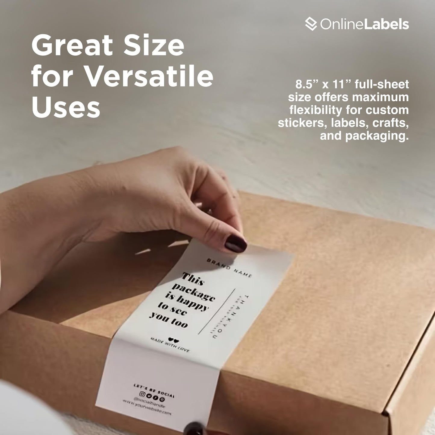 Sticker Paper, 250 Sheets, White Matte, 8.5" x 11" Full Sheet Label, Works with Inkjet and Laser Printer, Compatible with Electronic Cutting Machines, OL177WX, OnlineLabels