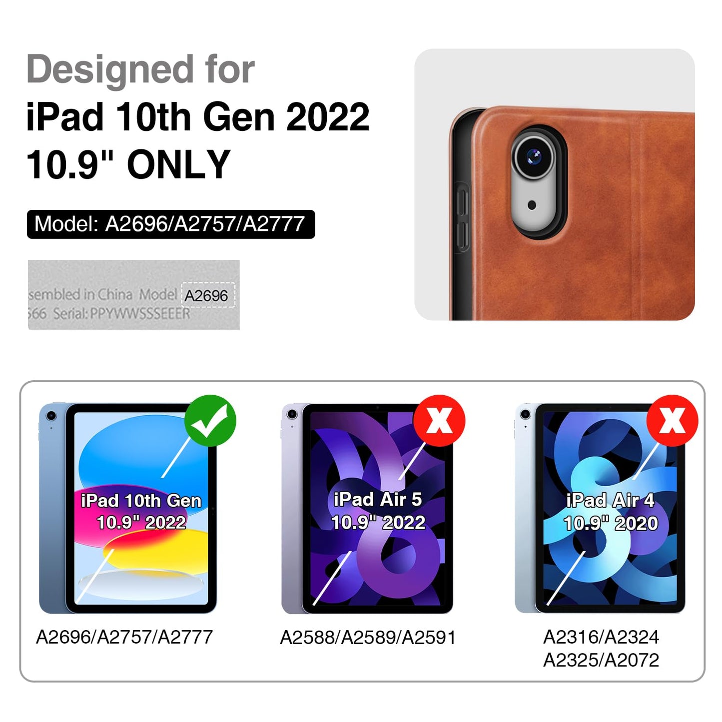 Antbox Case for iPad 10th Generation 10.9'' 2022 with Built-in Pencil Holder Auto Sleep/Wake Function PU Leather Smart Cover for iPad 10th Generation(10.9'') (Brown)