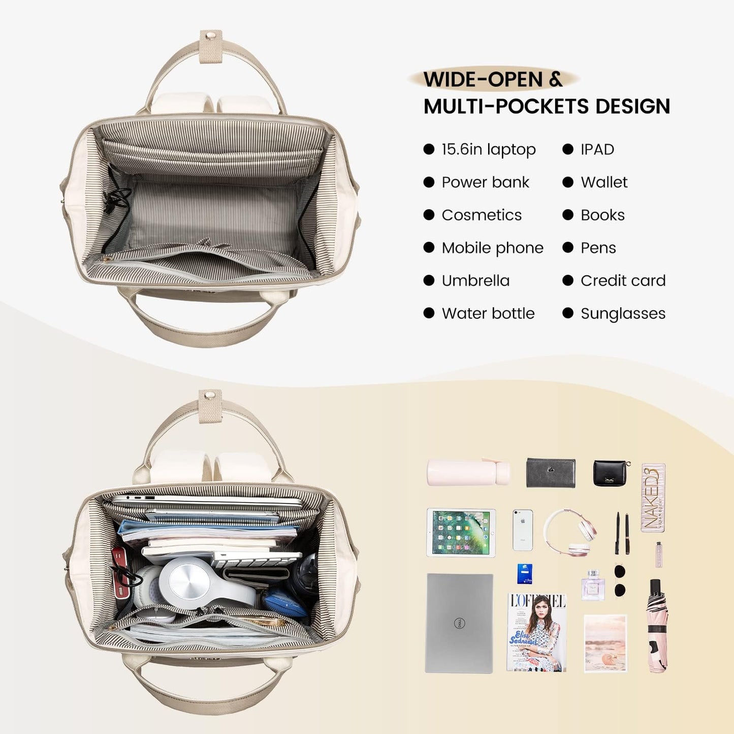LOVEVOOK Laptop Backpack for Women,15.6 Inch Work Teacher Nurse Bag,Business Computer Backpack Purse with USB Port,Stylish Casual Daypack for Travel