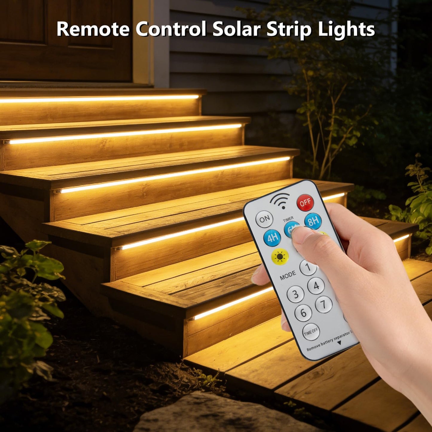 DBFAIRY Outdoor Solar Strip Lights 66Ft, 640 LED Solar Strip Lights Dimmable with Remote & Strong Adhesive, IP67 Waterproof Flexible Tape Lights for Patio Garden Pool Camping Decor (Warm White)