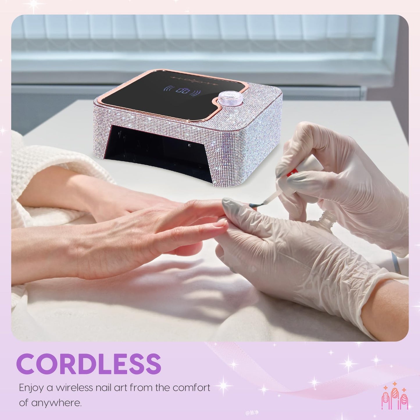 ANBEISTEE UV Light for Nails, Rechargeable UV Nail Lamp, Fast Nails Dryer Curing Lamp, Gel Nail Polish UV Light, 0-120S Arbitrary Timing, for Salon & Home