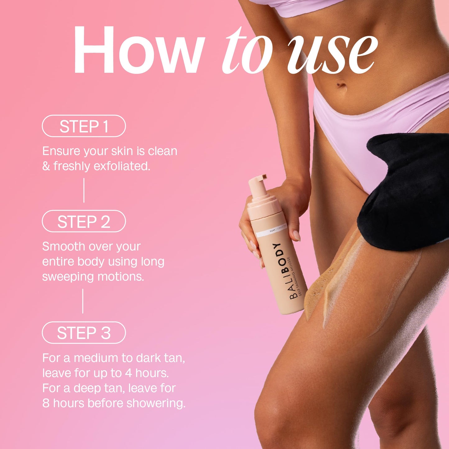 Bali Body Self-Tanning Mousse - Dark | Natural Bronzed Shade, Streak-Free Green Based Tinted Self-Tanner for All Skin Types | Vegan, Cruelty Free, Australian Made (200 ml/6.7 fl oz)