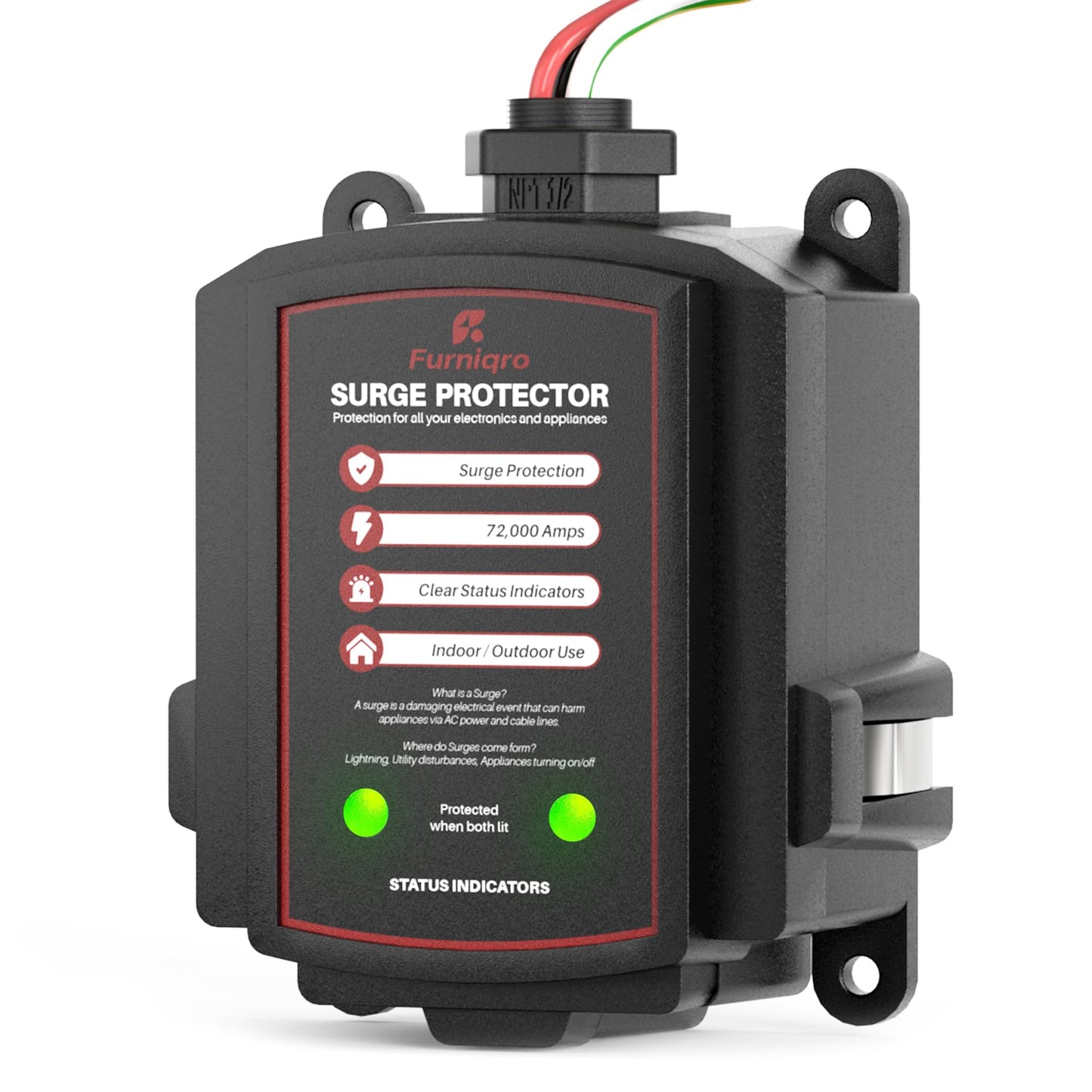 Furniqro FHSPD72S Whole House Surge Protector for 72,000 Amps, Ultimate Surge Protection, Whole Home Surge Protector, Indoor/Outdoor Use, 120/240V