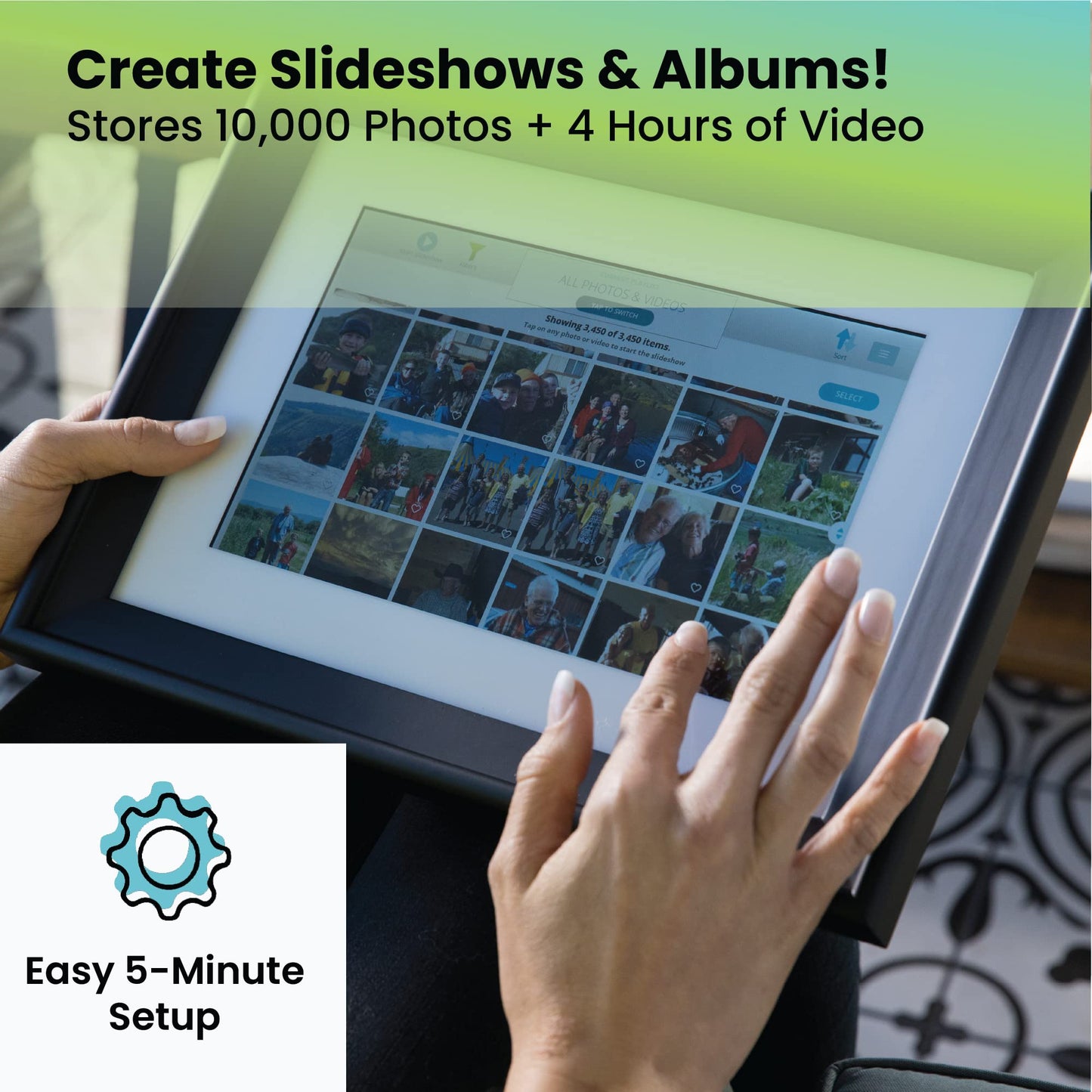 PhotoSpringㅤ 10 inch WiFi Digital Picture Frame | Send Photos by Email, Web or Our Free App | Electronic Picture Frame with Touchscreen & 32GB Internal Memory | Easy Setup | Play Videos up to 5 min