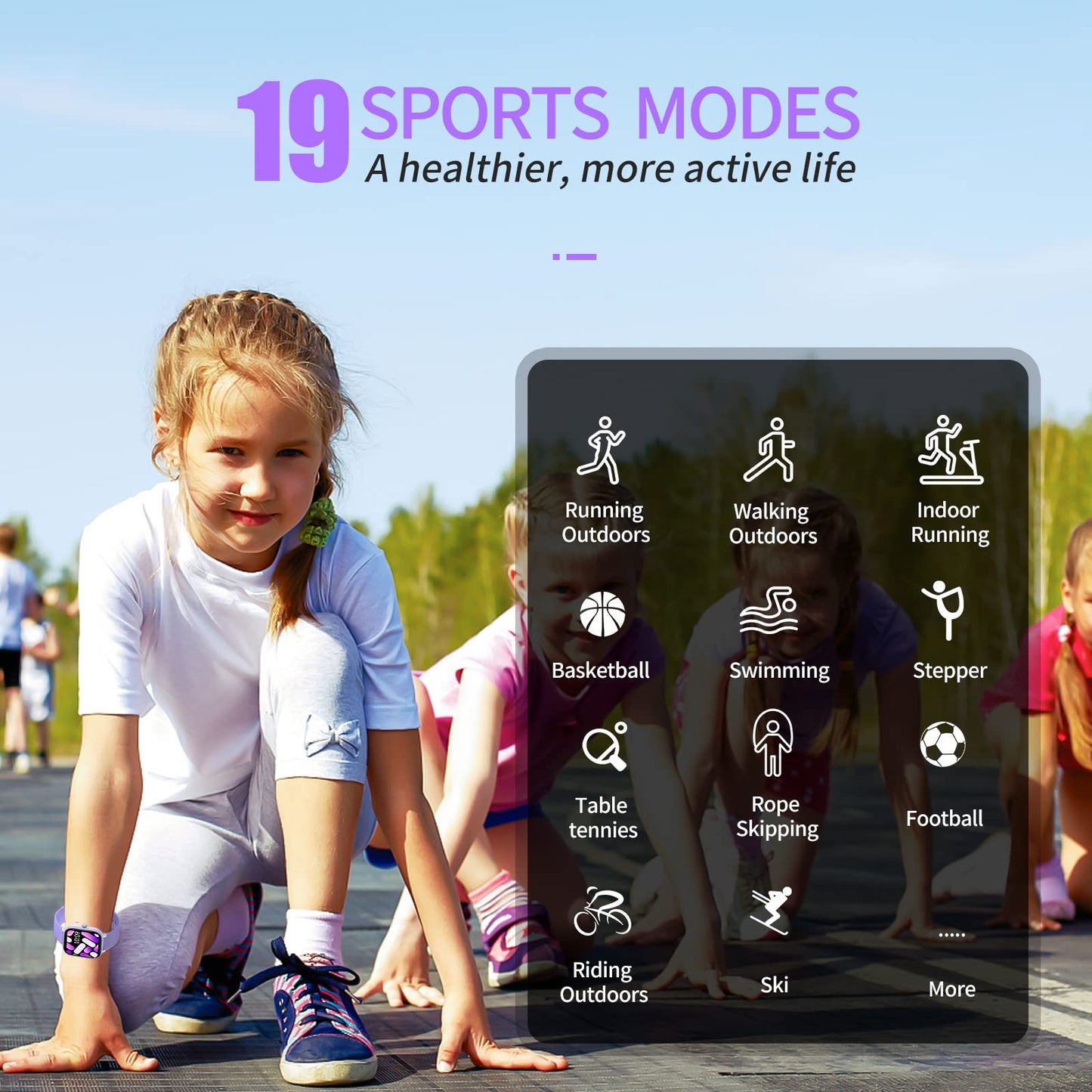 HENGTO Kids Watch, IP68 Waterproof Smart Watch with 19 Sport Modes, Pedometer, Heart Rate Monitor, 19 Sports Modes, Great Tracker Watch Gift for Kids
