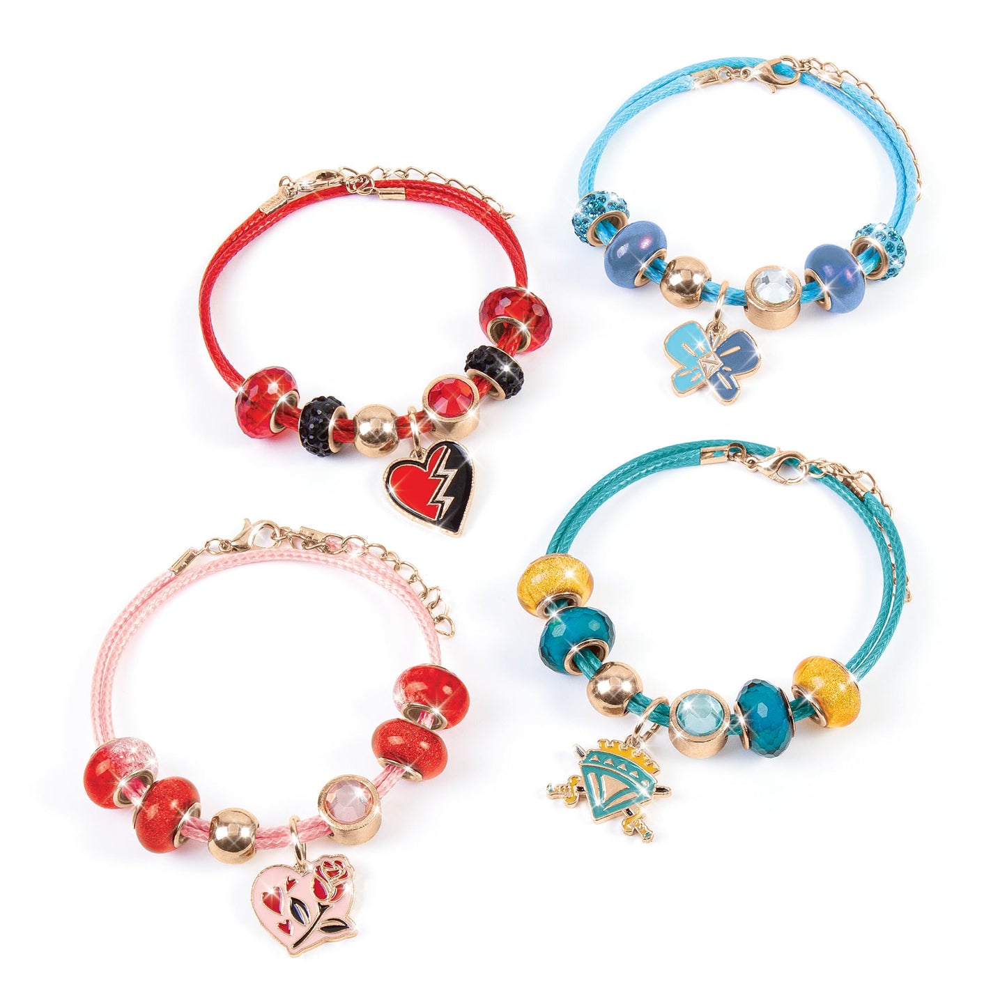 Make It Real: Descendants 4 Rise of Red - Queen of Charms - 34pc DIY Jewelry Kit, Make 4 Character Inspired Bracelets, Disney, Girls & Kids Ages 8+