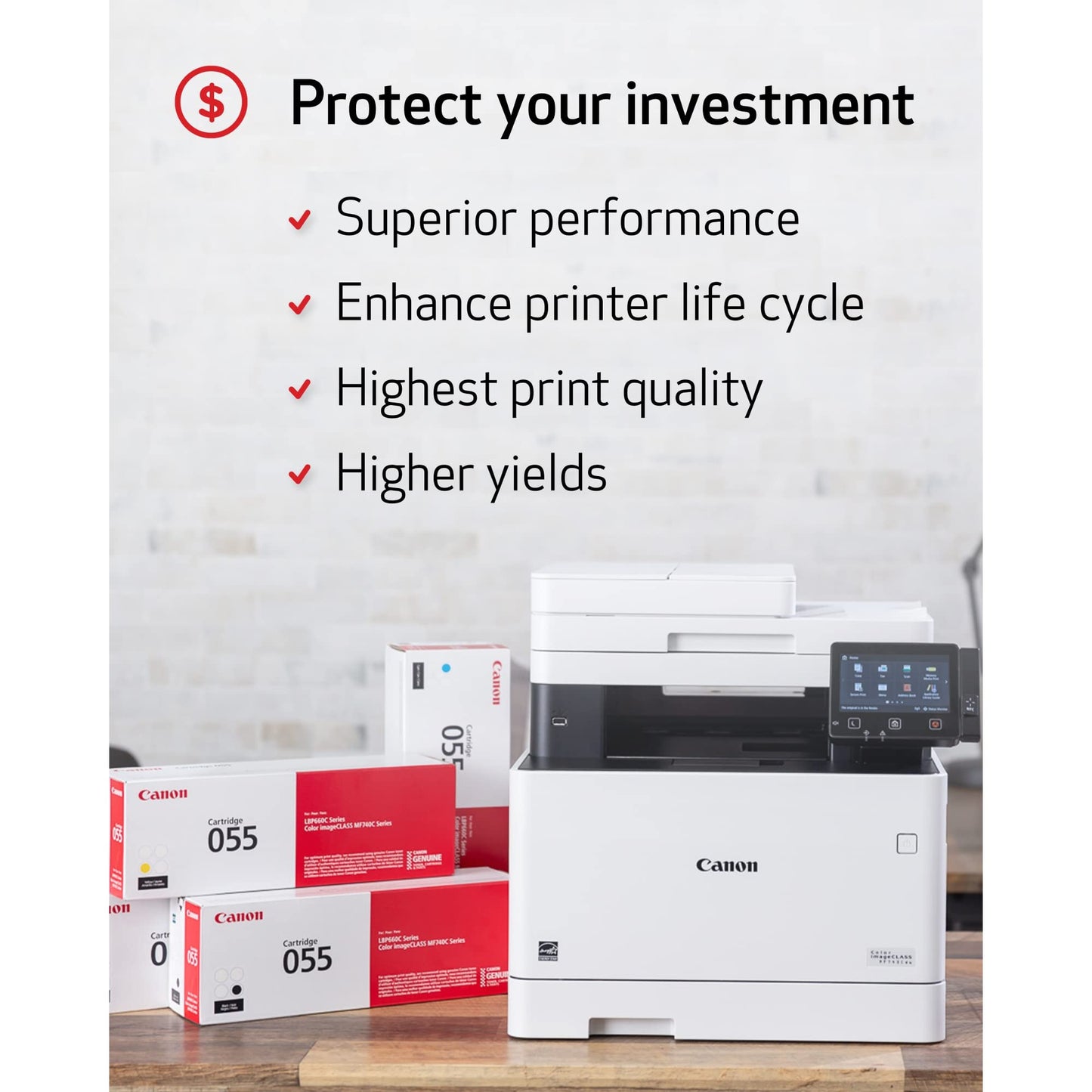 Canon Genuine Toner, Cartridge 055 Black (3016C001) 1 Pack Color imageCLASS MF741Cdw, MF743Cdw, MF745Cdw, MF746Cdw, LBP664Cdw Laser Printers