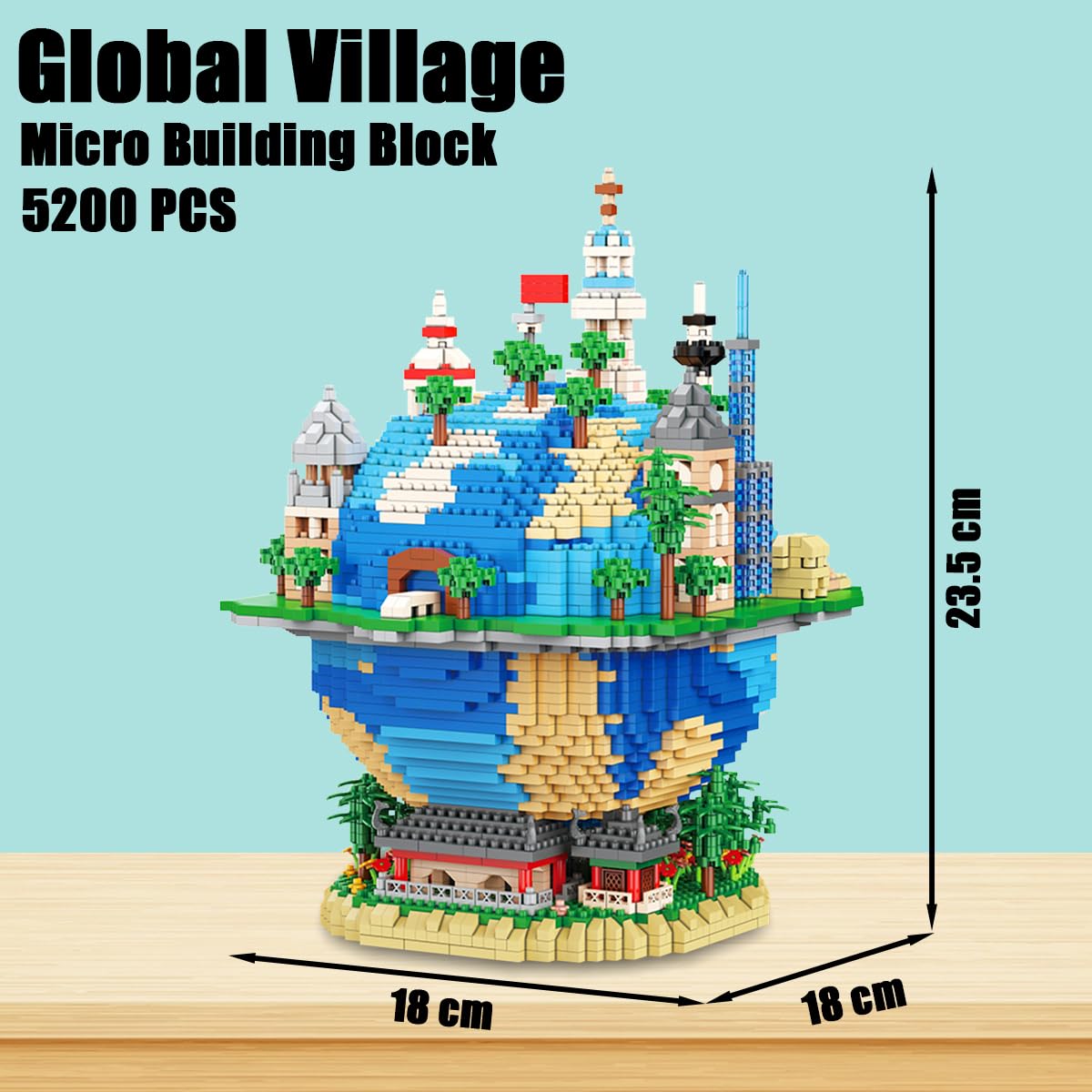 HONLANCH Architecture Global Village Micro Building Blocks Set（5200 Pieces）,Architecture Model Gift for Adults and Kids