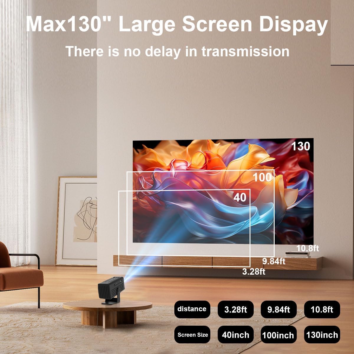 [Smart Projector with Apps] 4K Supported Mini Projector with Wifi and Bluetooth, XENPONAD Movie Projector for Bedroom Celling Camping & Outdoor Use, Portable Projector with Speaker, Auto Keystone