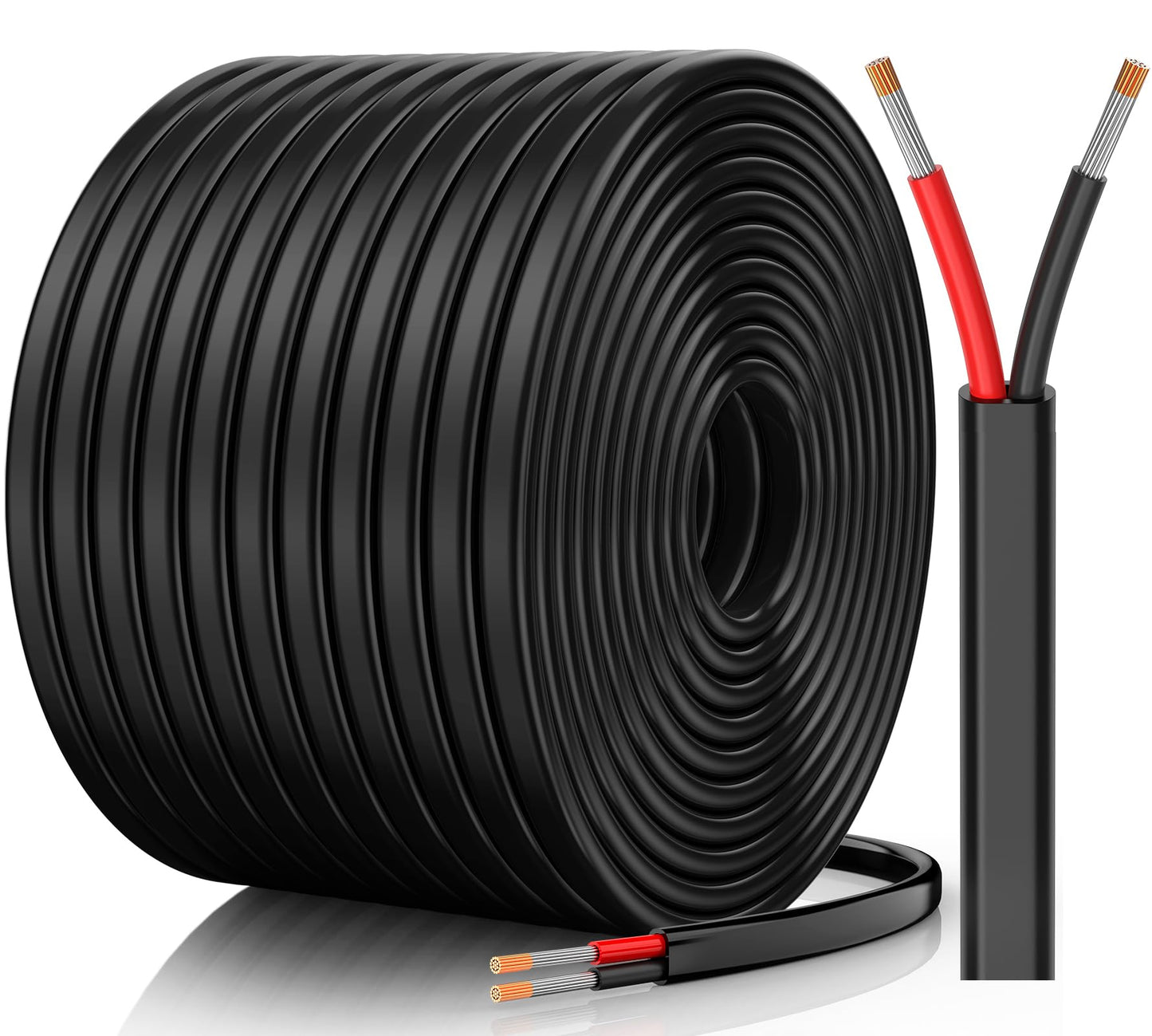 CONEPY 14 Gauge Wire, 14 AWG 2 Conductor Electrical Wire, Flexible/Oxygen-Free Tinned Copper/Stranded PVC 14/2 Cord for Automotive, Marine, LED Strips, Solar, RV, Lighting (100FT)