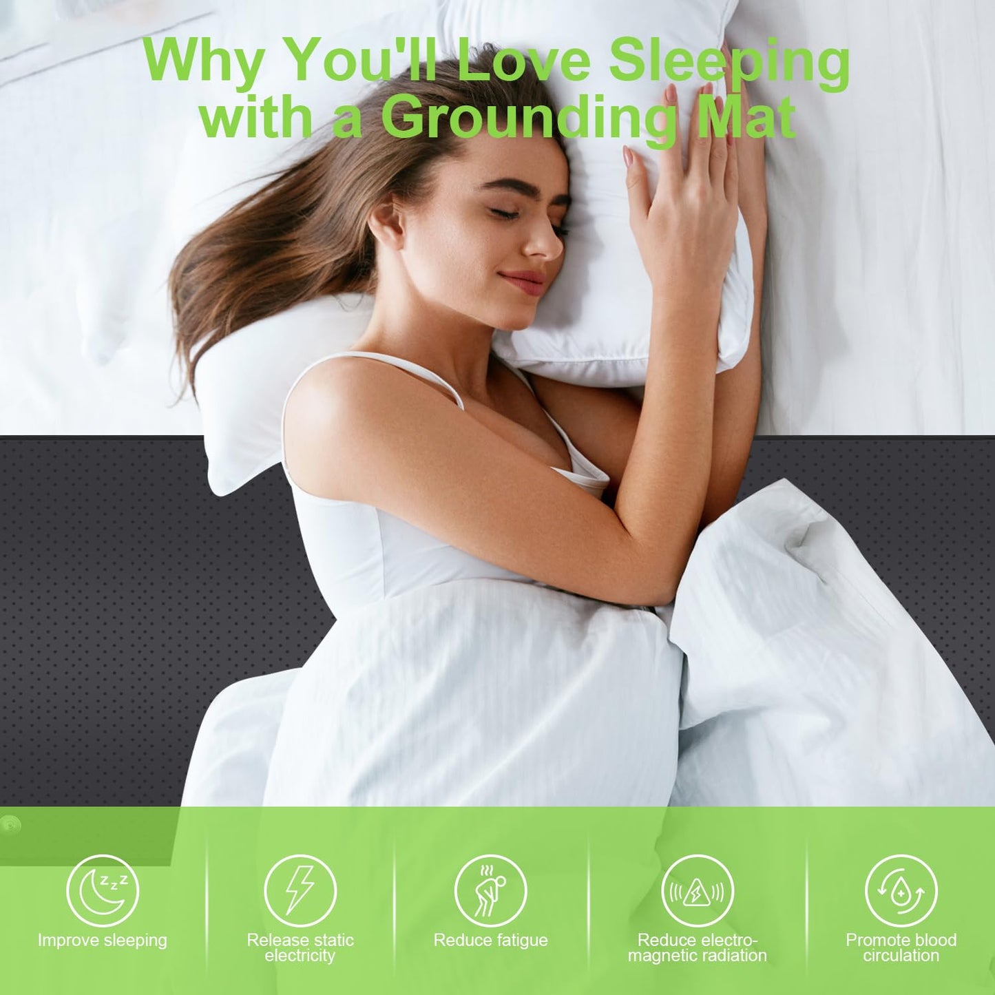 Z ZONAMA Grounding Mat for Bed,Energy Mat Grounding Pad for Sleeping, Relieve Stress,Improves Sleep,Anti-Static Mat,Anti-Slip Ground Mattress with 15 Feet Cord and Test Pen(King Size: 74.80"x26.77")