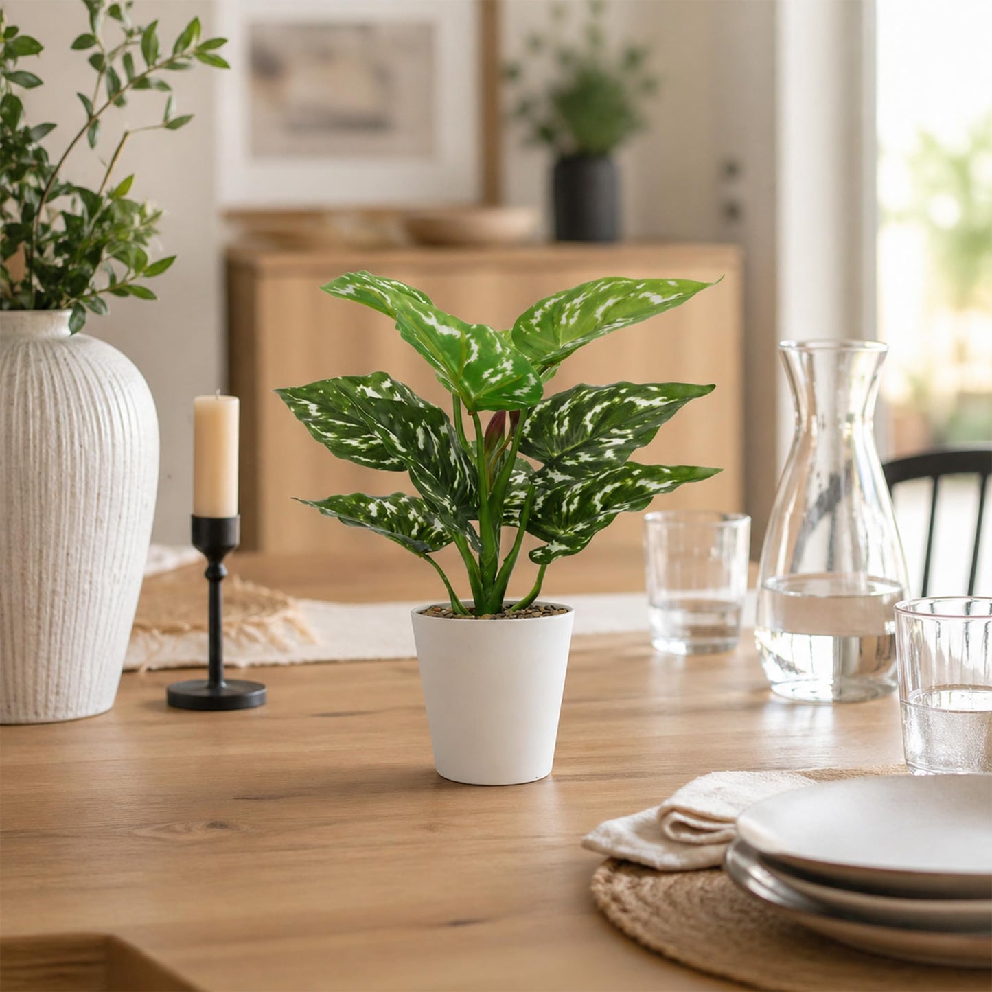 HNCSDD 11.8 Inch 3 Pcs Small Fake Plants Artificial Potted Plant Indoor Faux Tropical Plant for Home Office Table Shelf Desktop Décor
